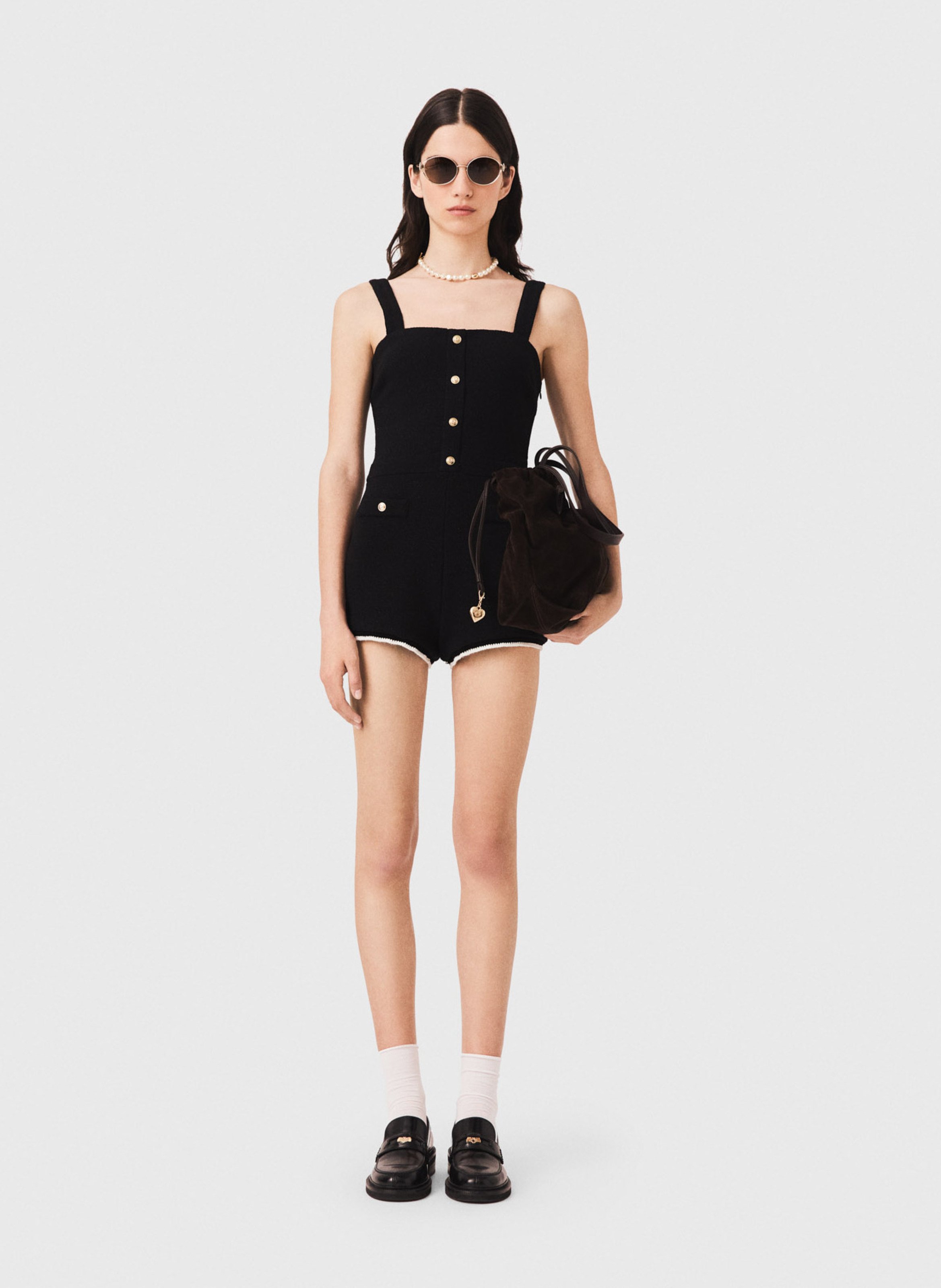 Combishort en coton mélangé MAJE Noir