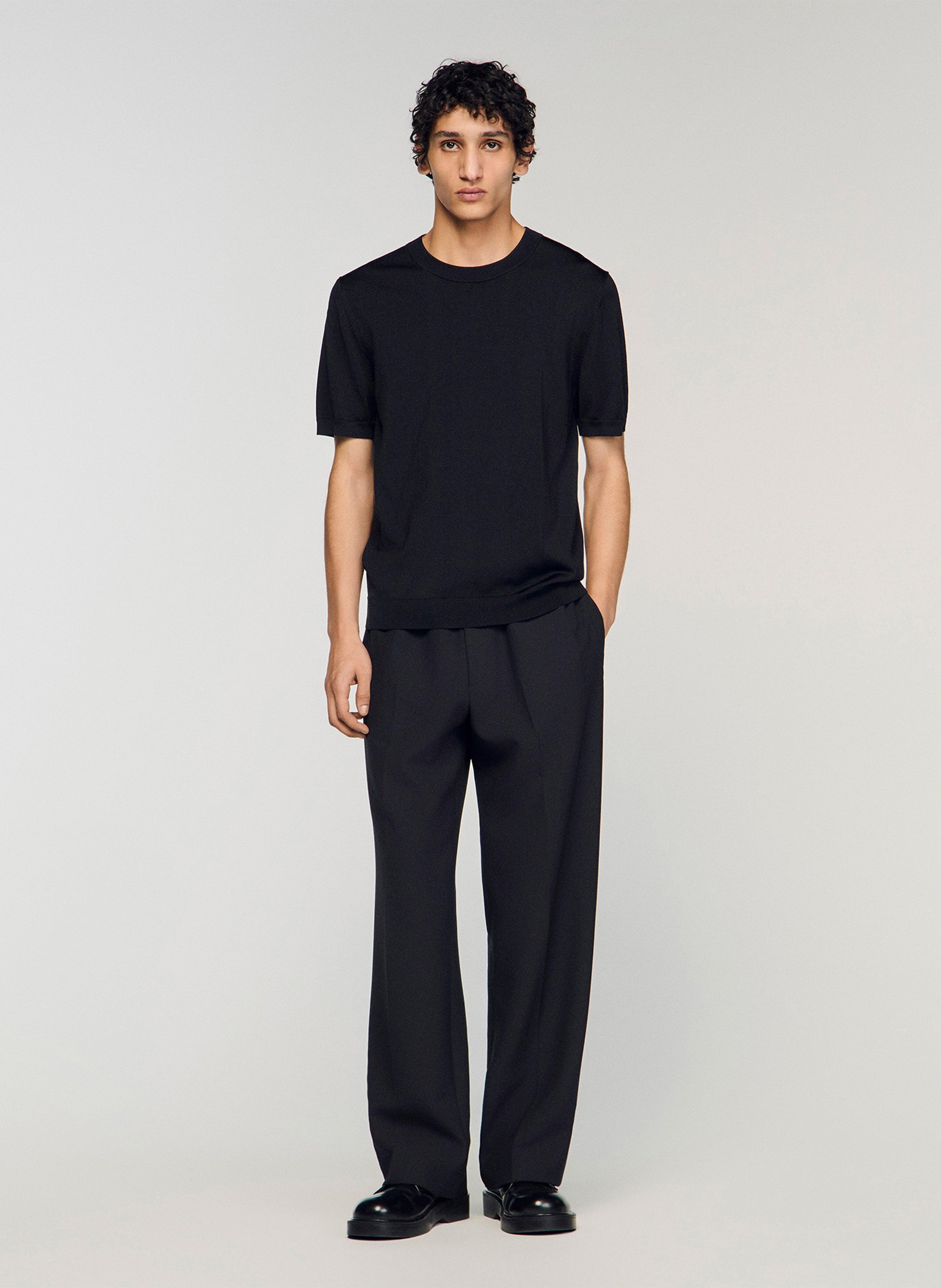 Tee-shirt col rond regular fit  SANDRO Noir