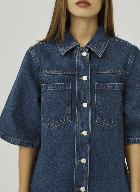 Korte spijkerjurk met knoopsluiting NORR Blauw