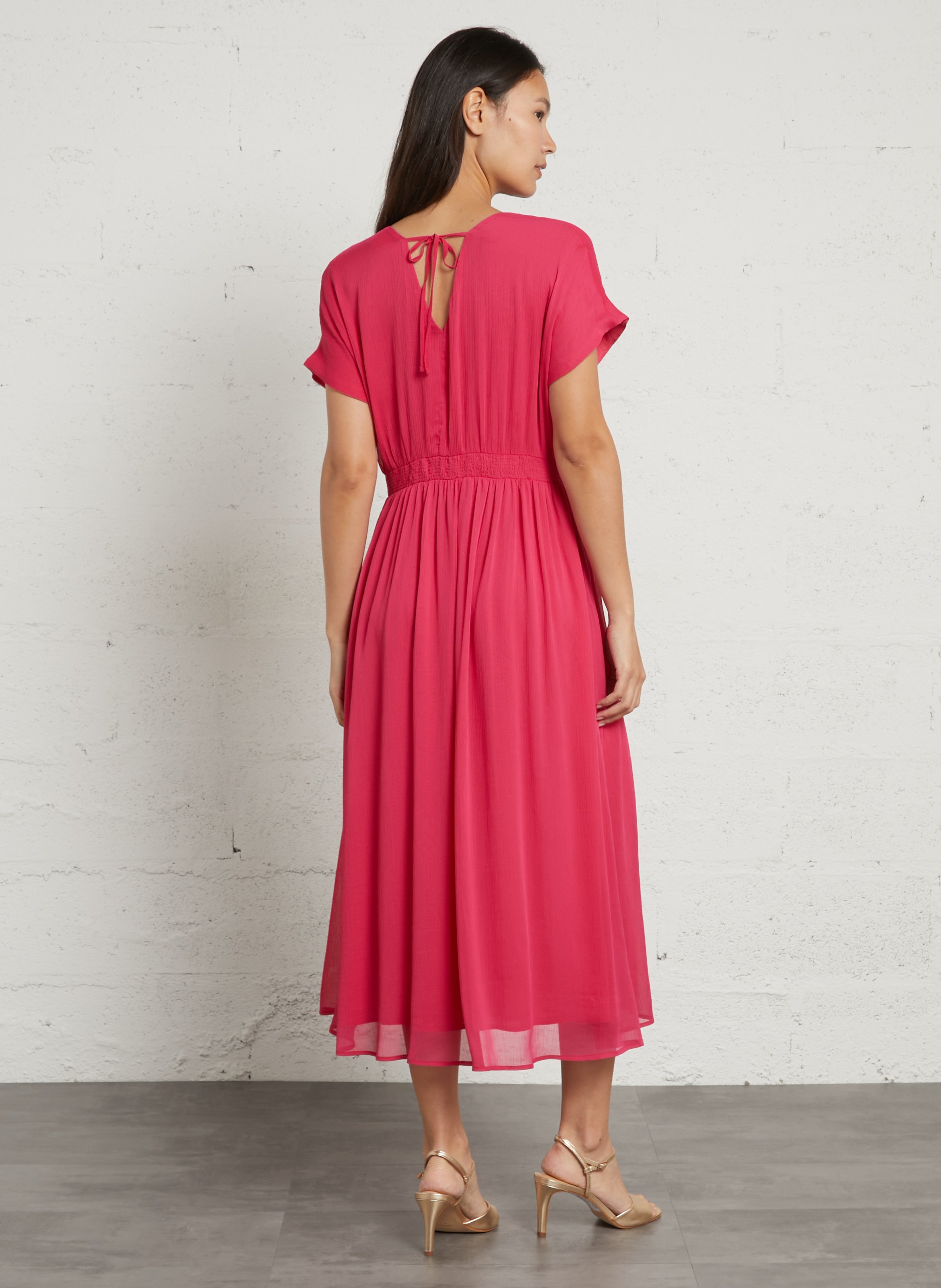 Halflange jurk met V-hals SUD EXPRESS Roze