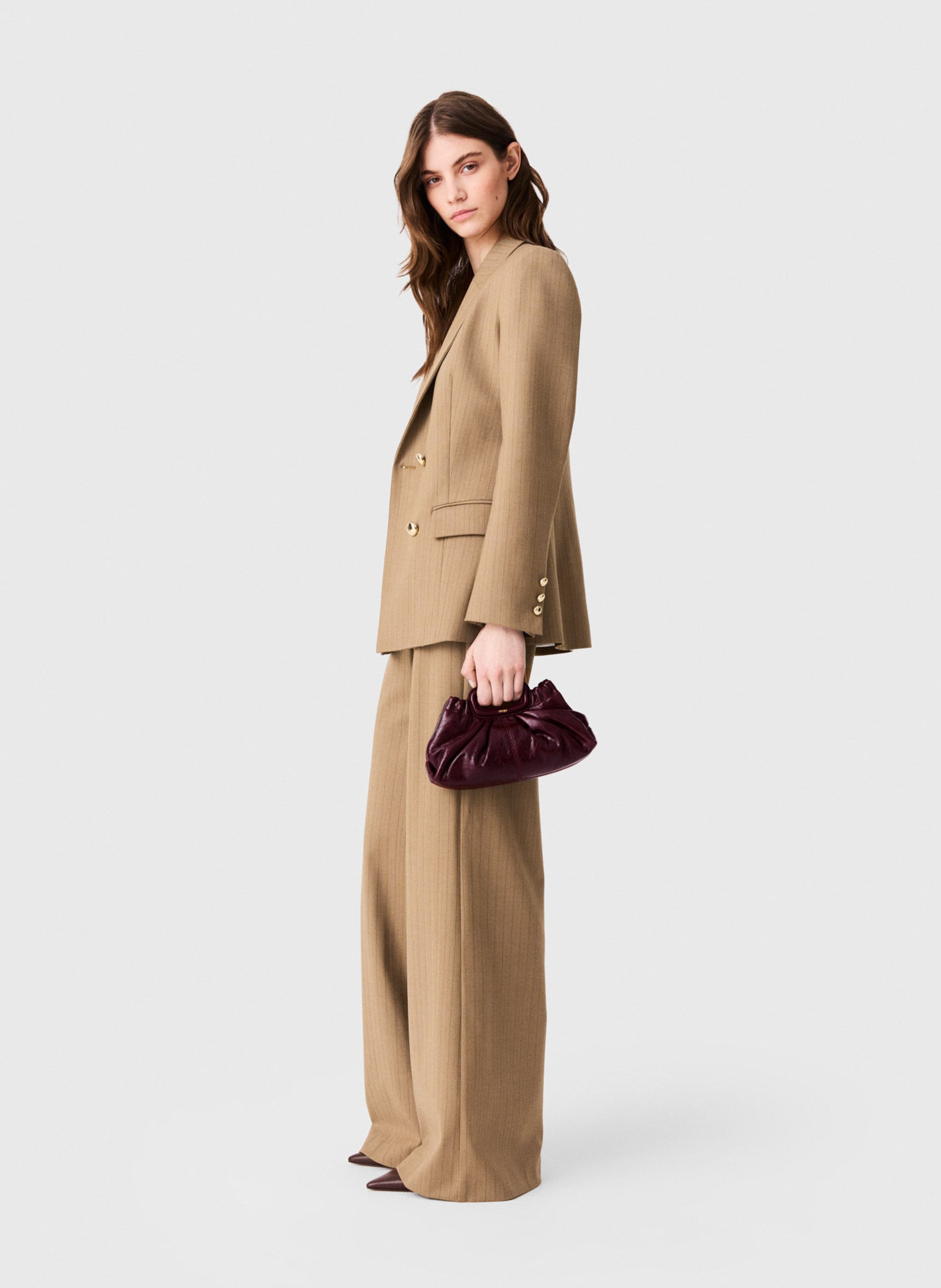 Fitted wool-blend suit jacket MAJE Beige