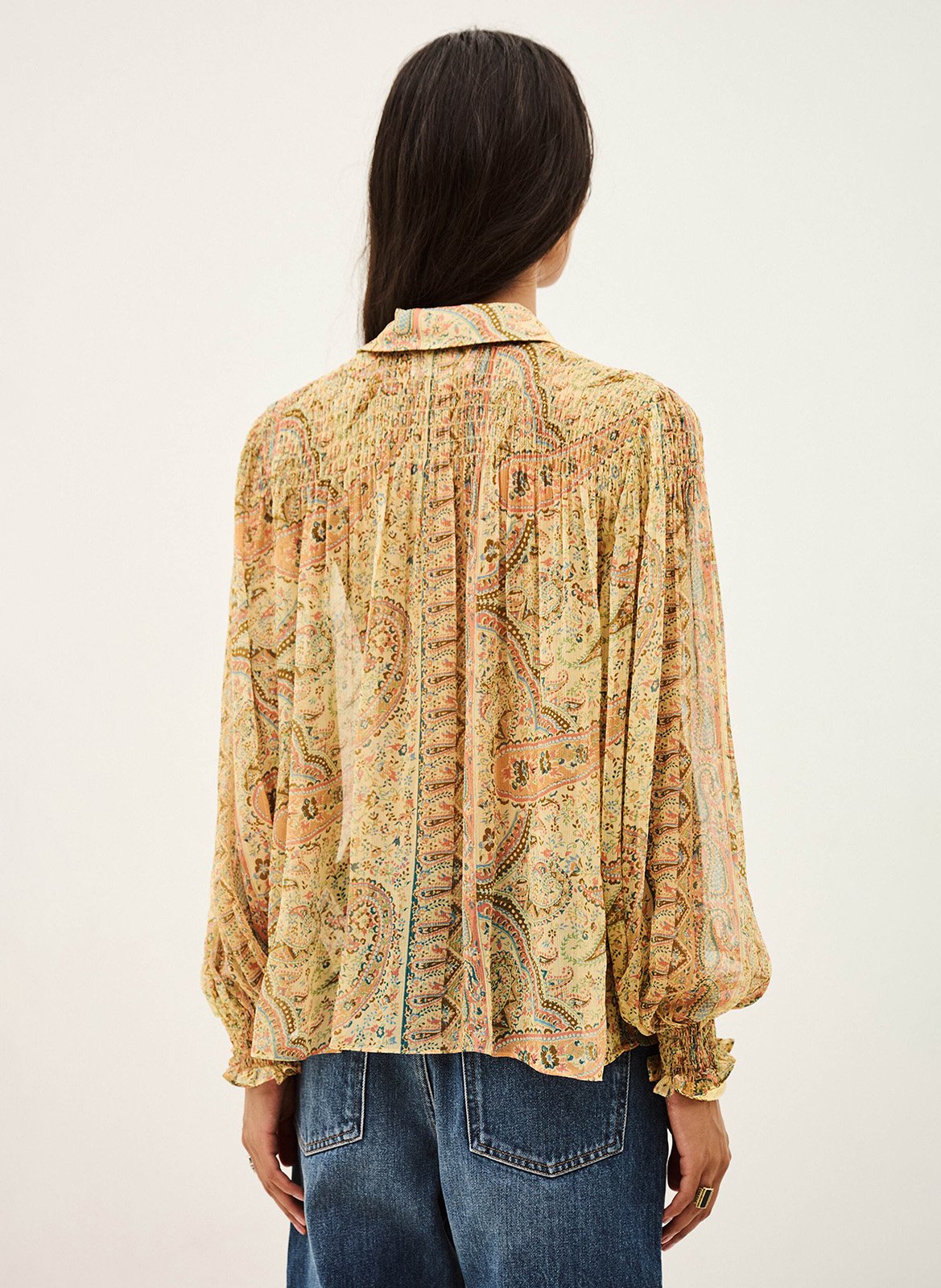 Gedrukte vloeibare blouse met knoopjes BA&SH Geel