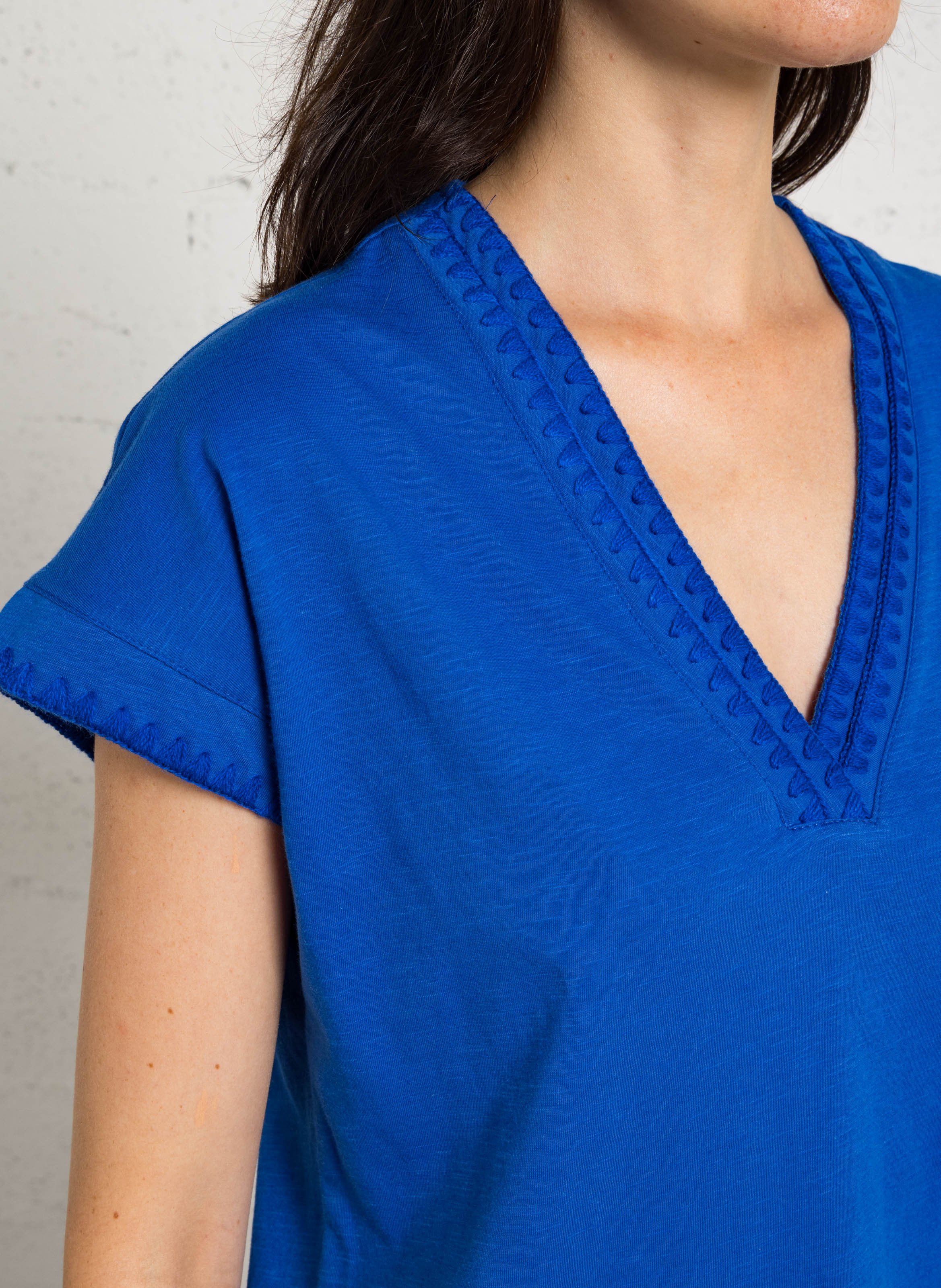 Tee-shirt droit en coton MAISON 123 Bleu