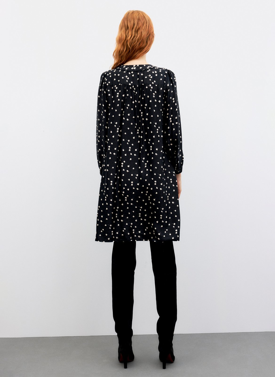 Robe fluide col v imprimée GERARD DAREL Noir