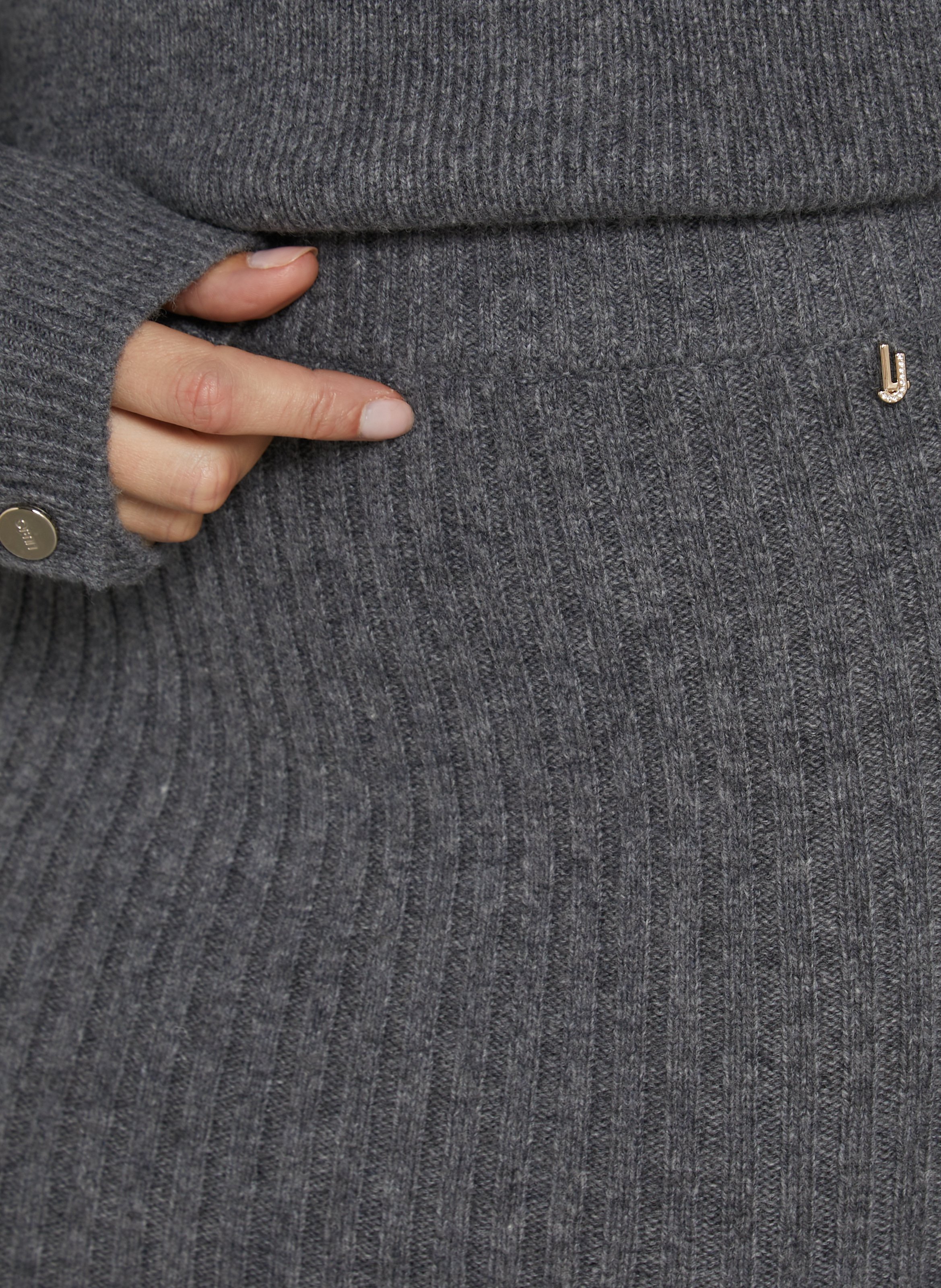 Jupe asymétrique en laine côtelé  LIU JO Gris