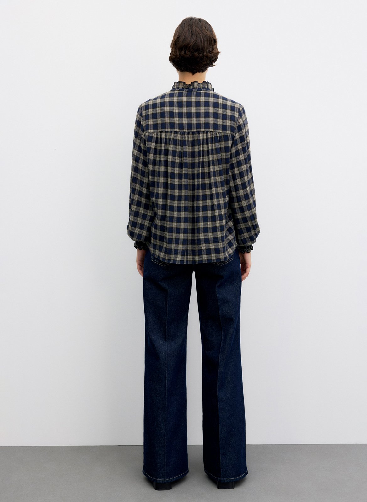 Straight shirt with high collar in checkered pattern GERARD DAREL Blue