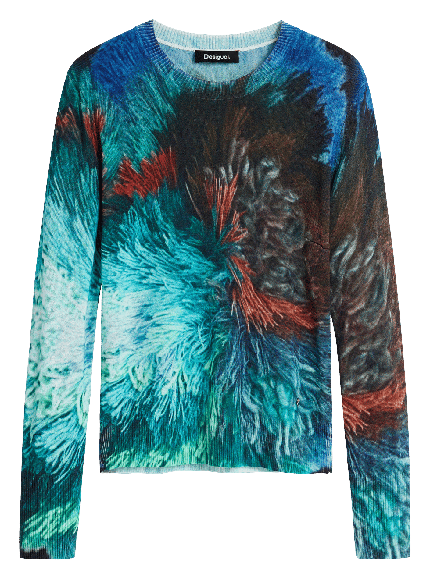 Pull col rond imprimé DESIGUAL Bleu