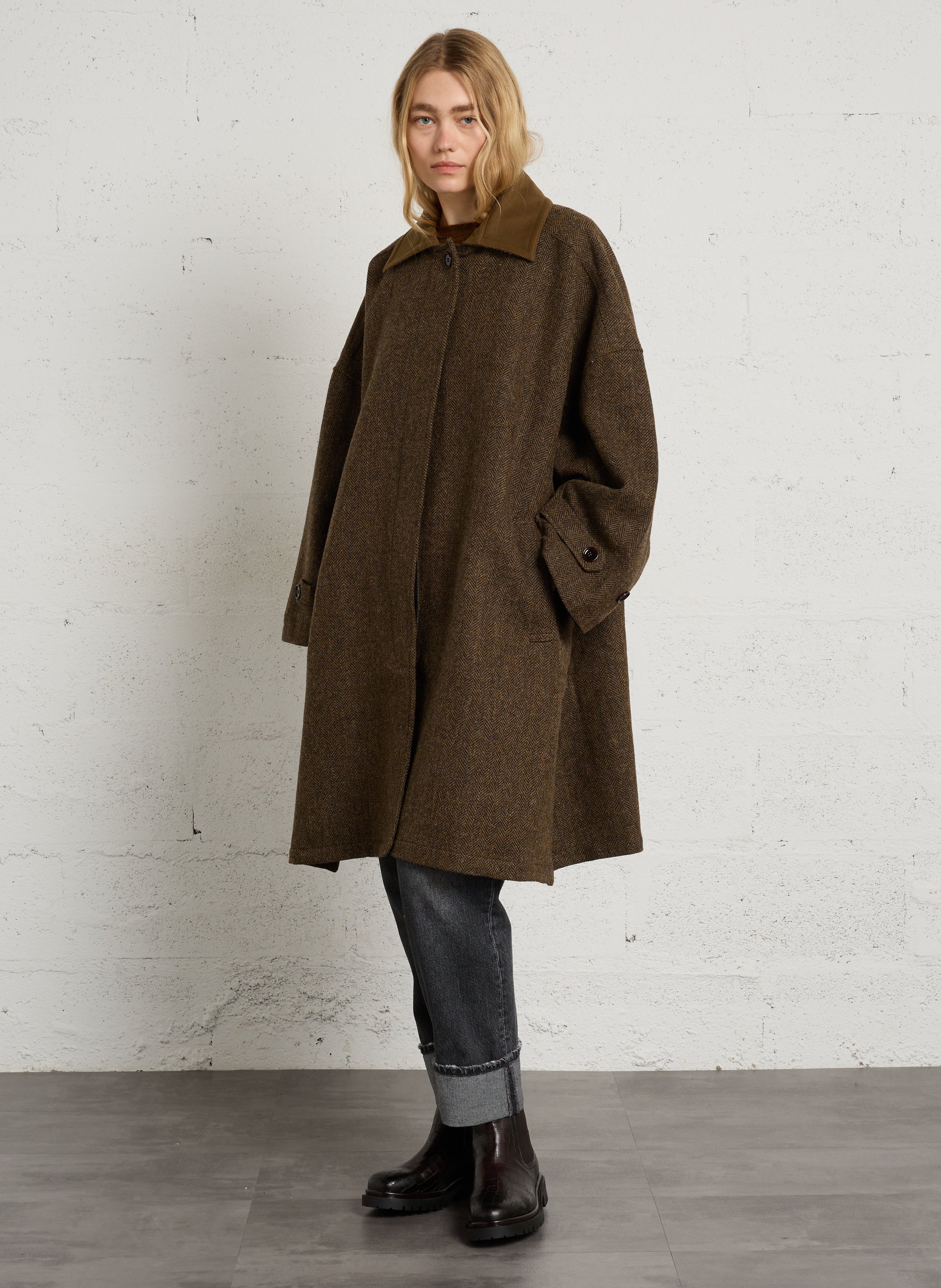 Oversize-Mantel - aus Wolle BELLEPIECE Braun