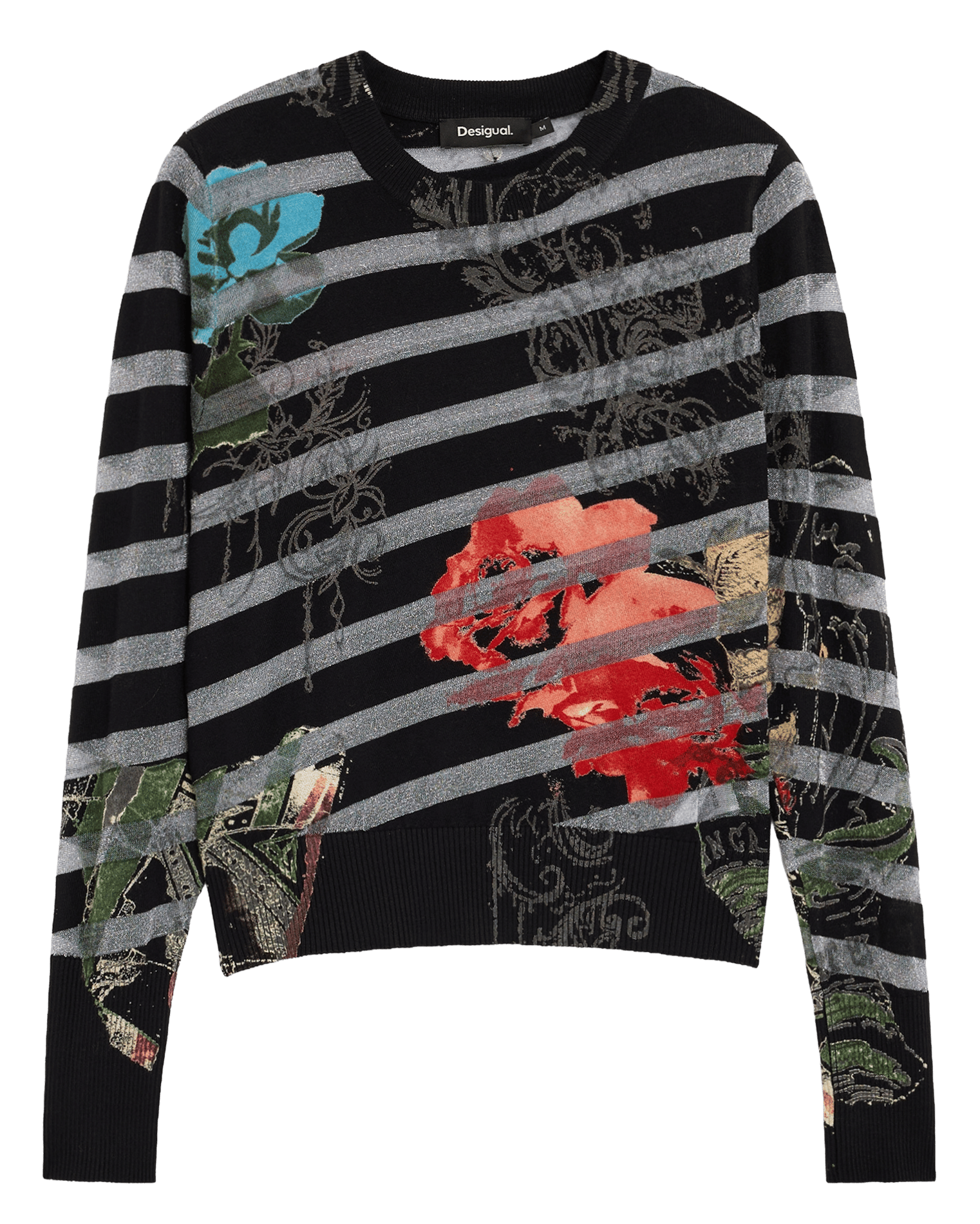 Pull droit col rond imprimé DESIGUAL Noir