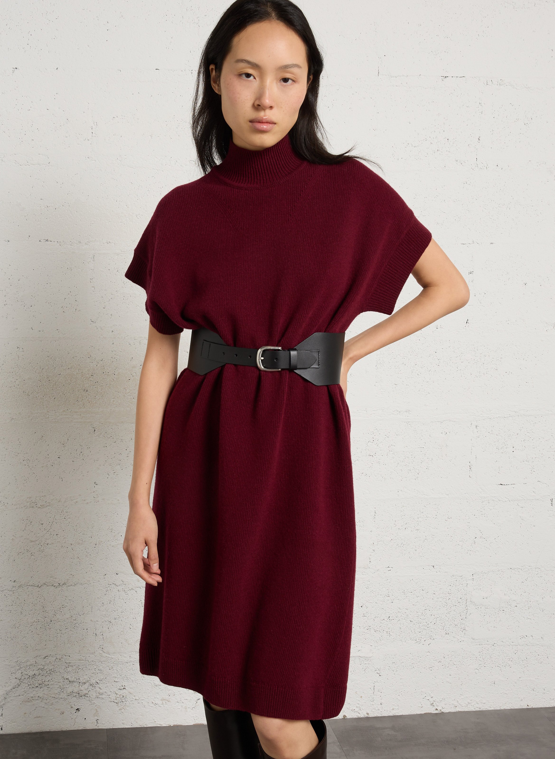Abito maglione midi ampio in lana ARMOR LUX Rosso