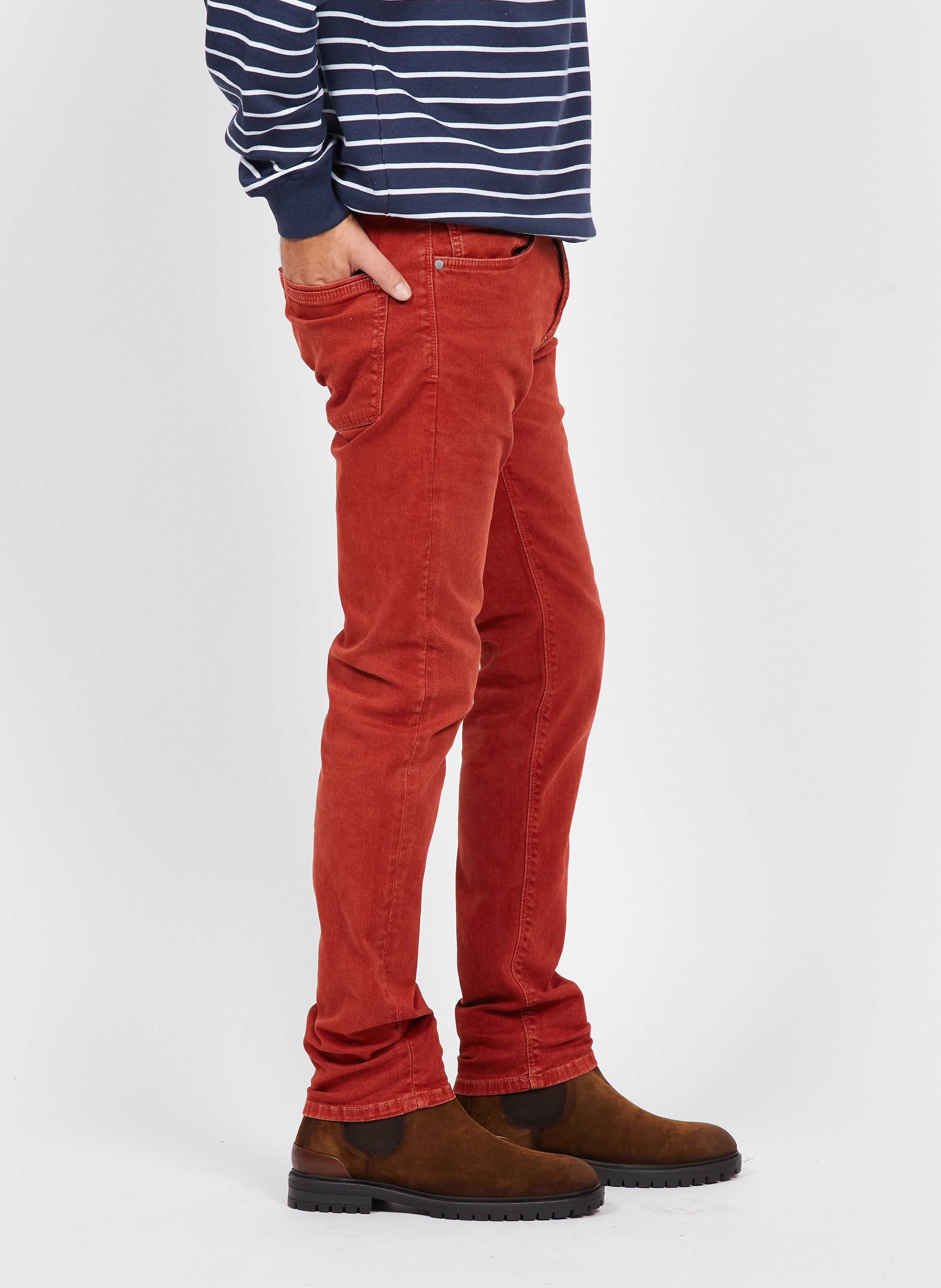 Slimfit Stretch Cotton Pants Brick Pepe Jeans Men Place des Tendances