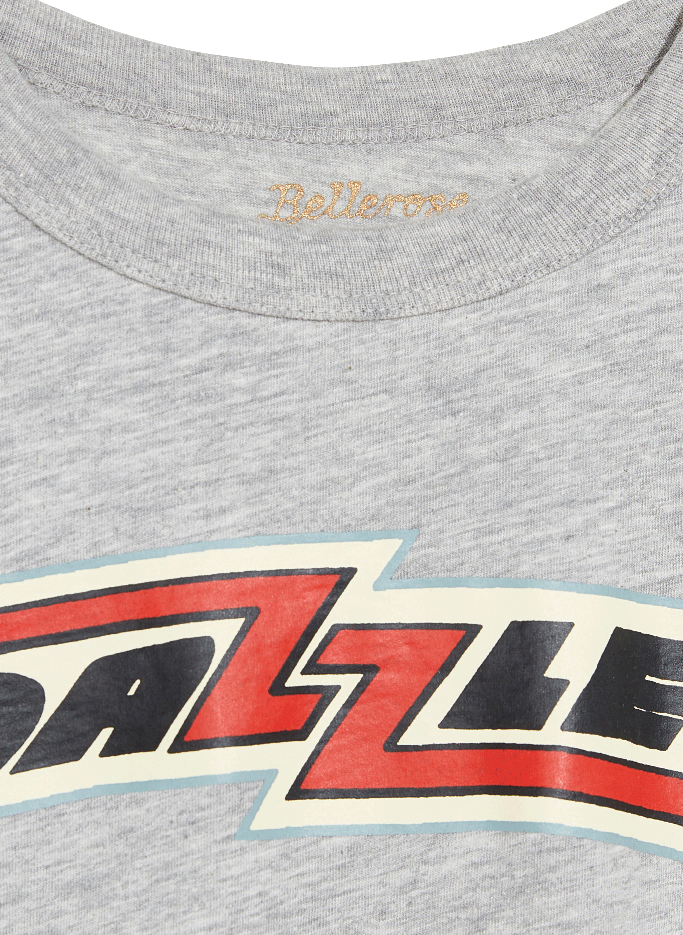 Round-neck organic cotton T-shirt with screen print BELLEROSE Grey