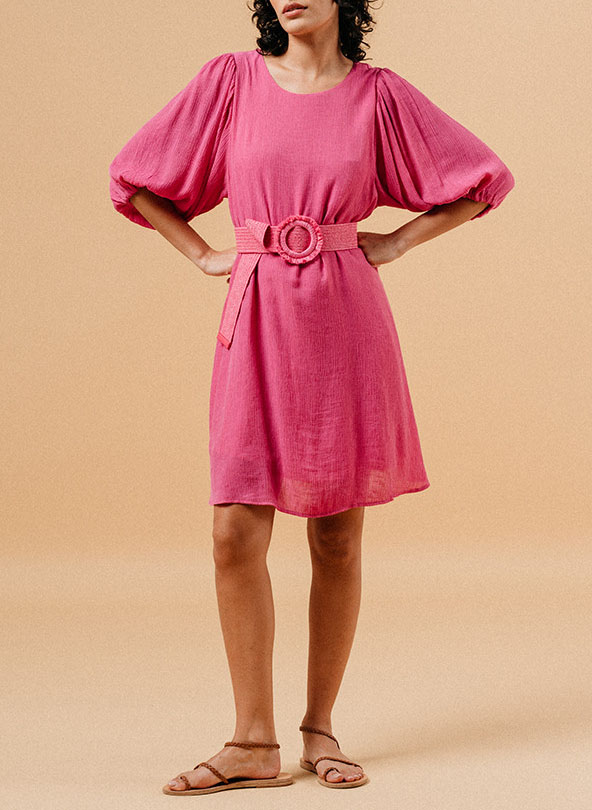 Short straight-cut round-neck dress GRACE ET MILA Pink