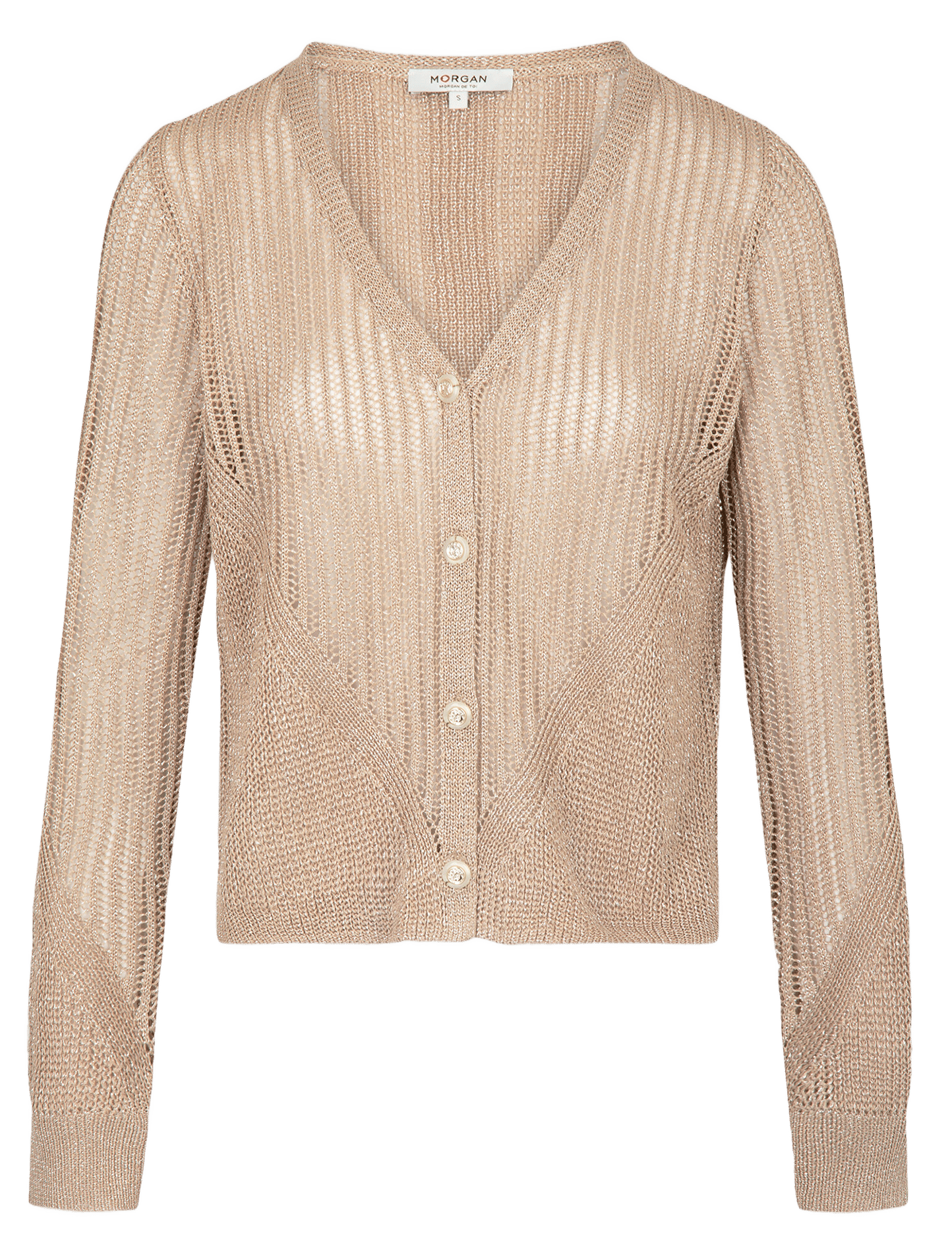 Long-sleeved openwork knit cardigan MORGAN Golden
