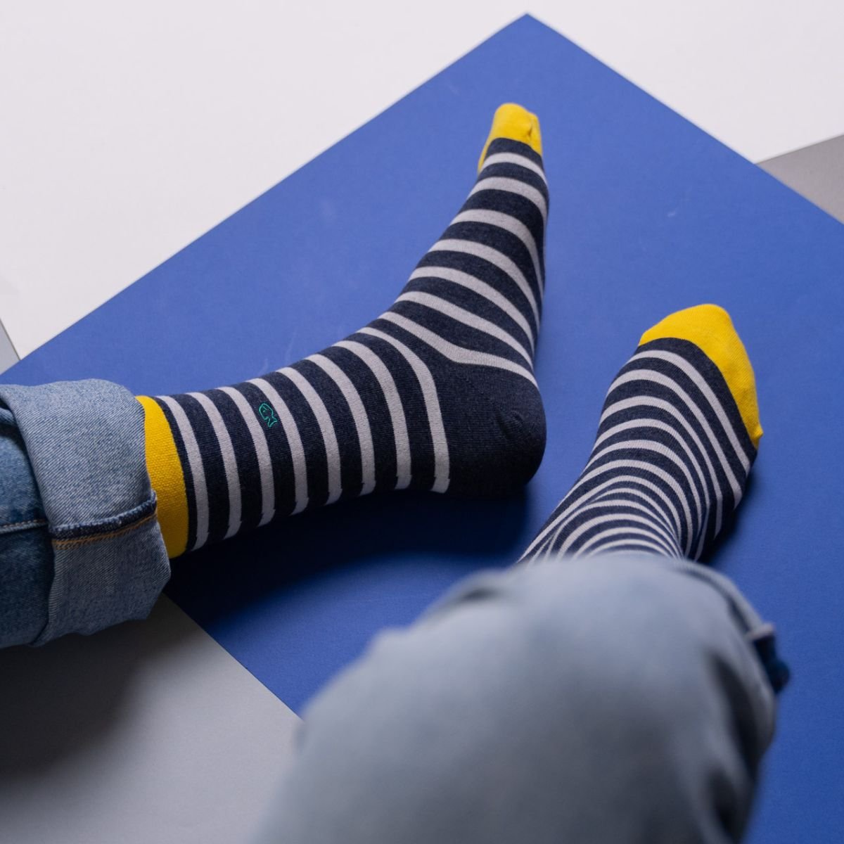 Combed cotton socks with wide stripes BILLYBELT Black