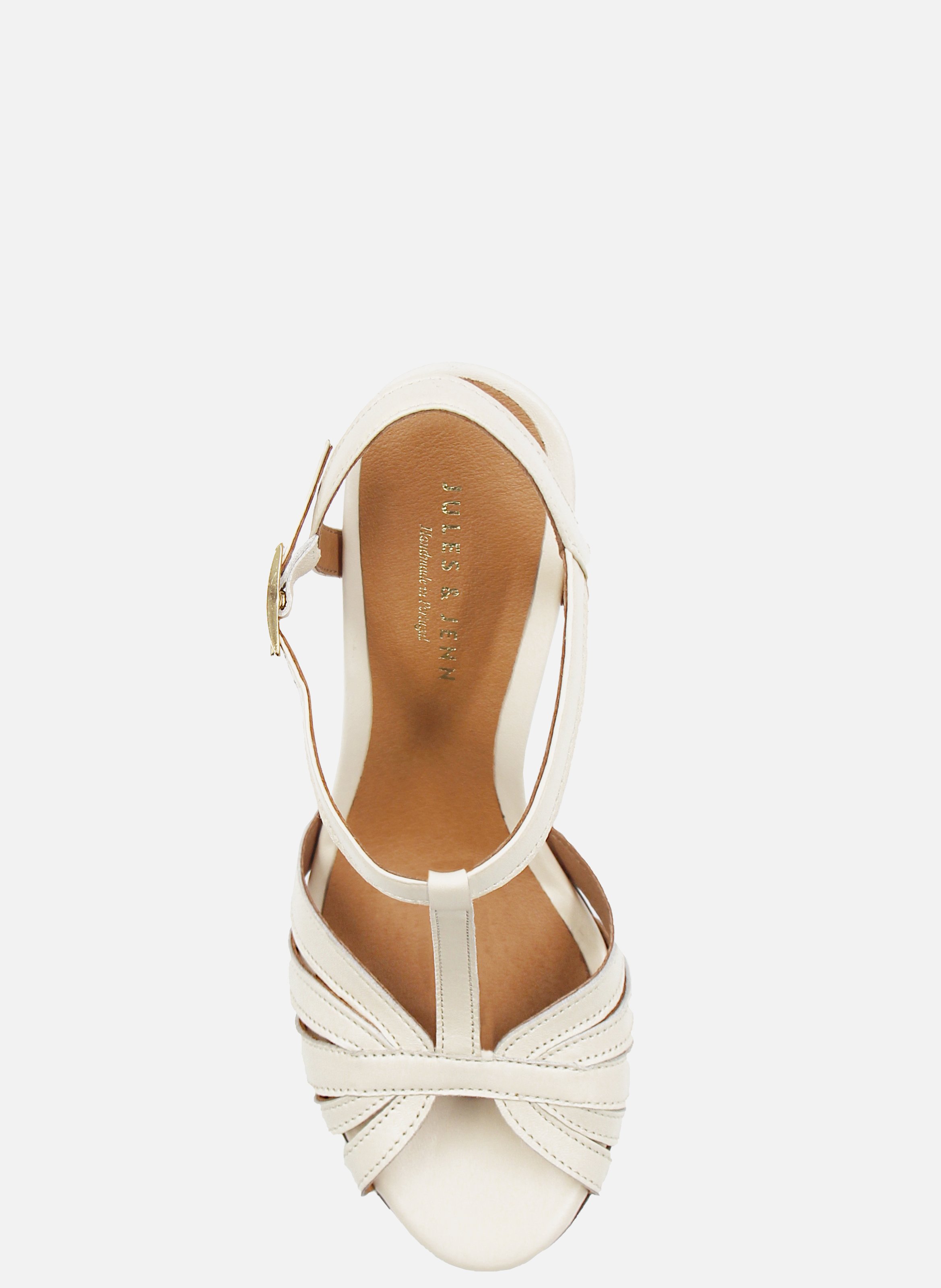 Leather strappy sandals with heels JULES & JENN White