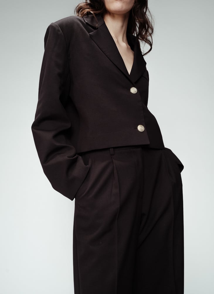 Straight blazer with tailored collar GRACE ET MILA Black