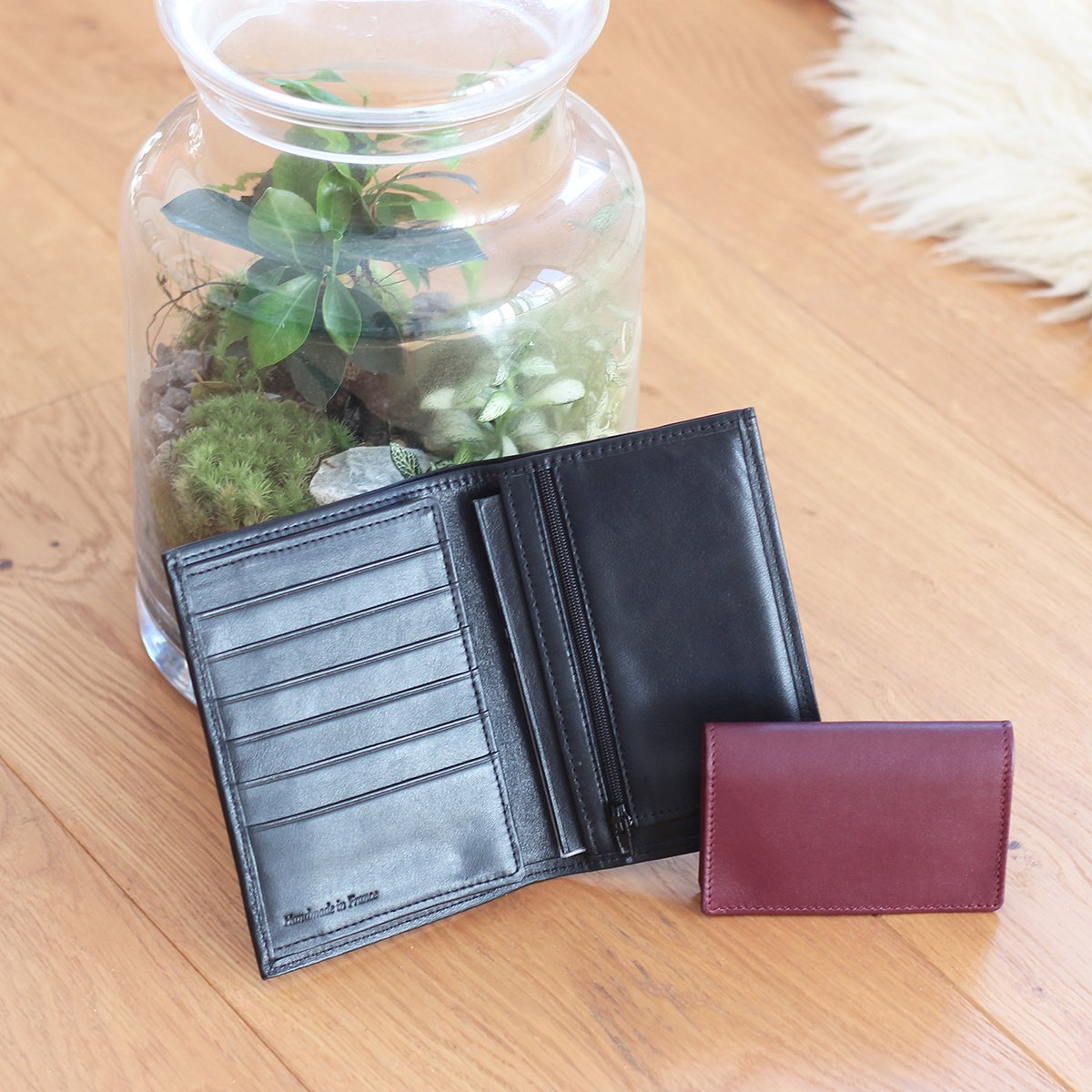 Grained leather wallet JULES & JENN Black