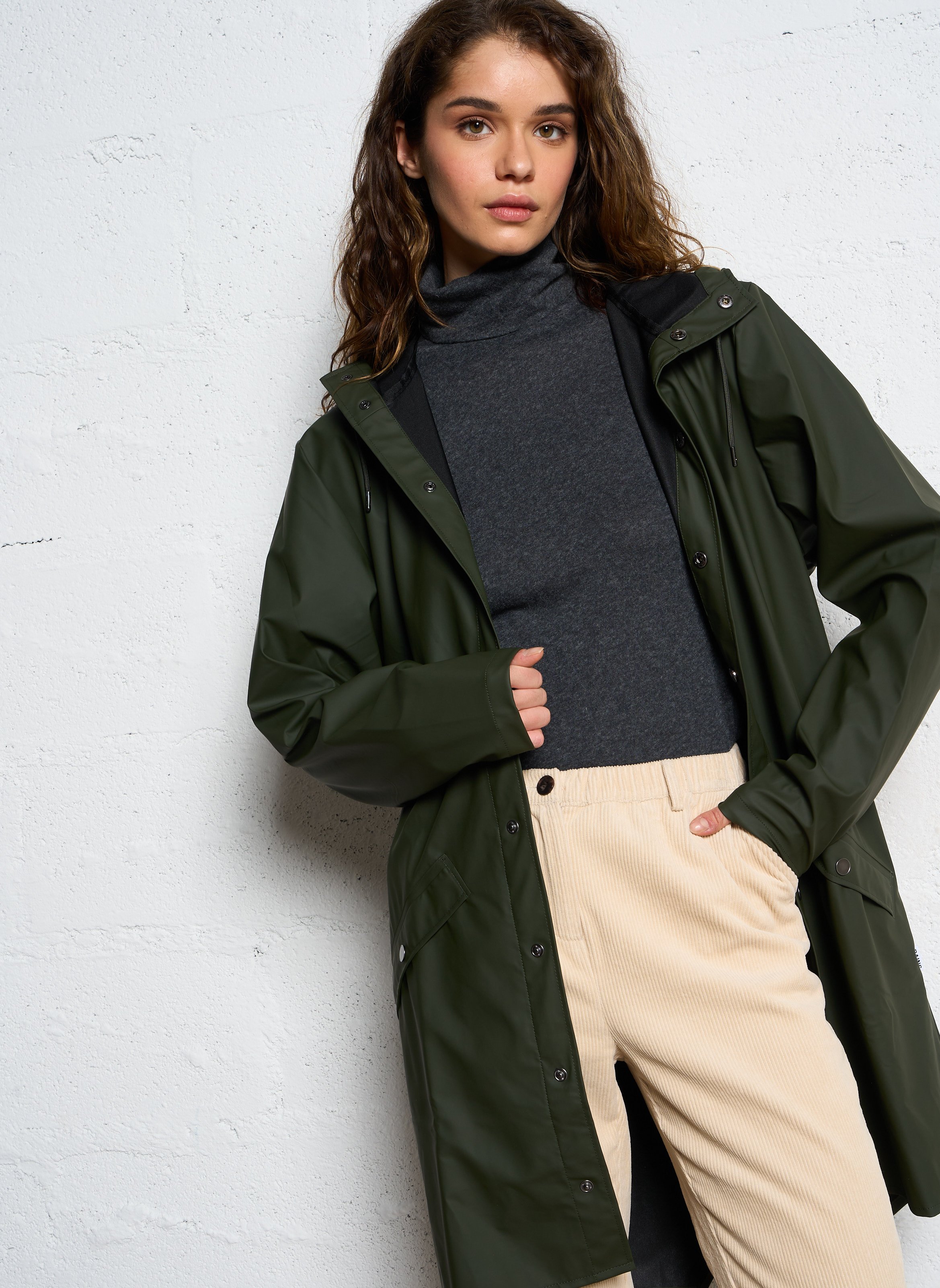 Hooded waterproof windcheater RAINS Green