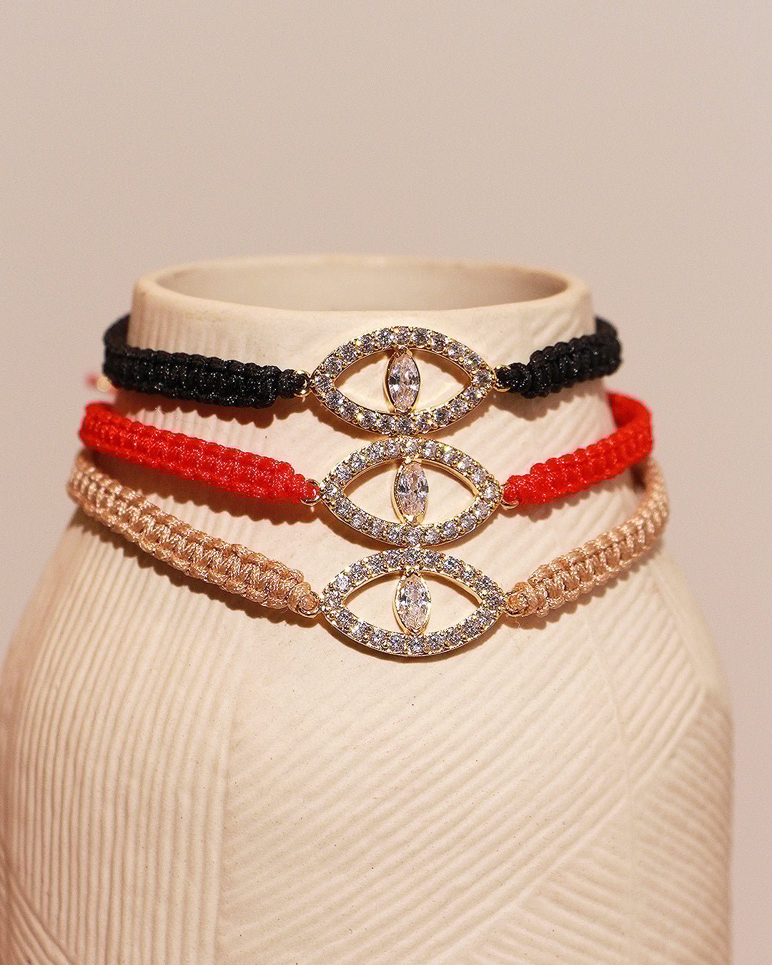 Gold-plated macramé Nazar bracelet NILAI Black