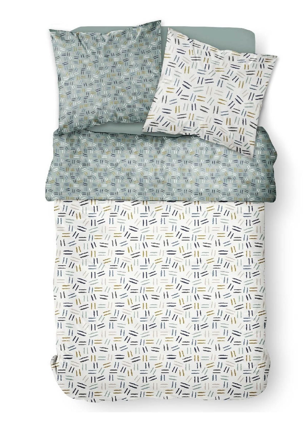Striped cotton printed bed set TODAY LINGE DE MAISON White
