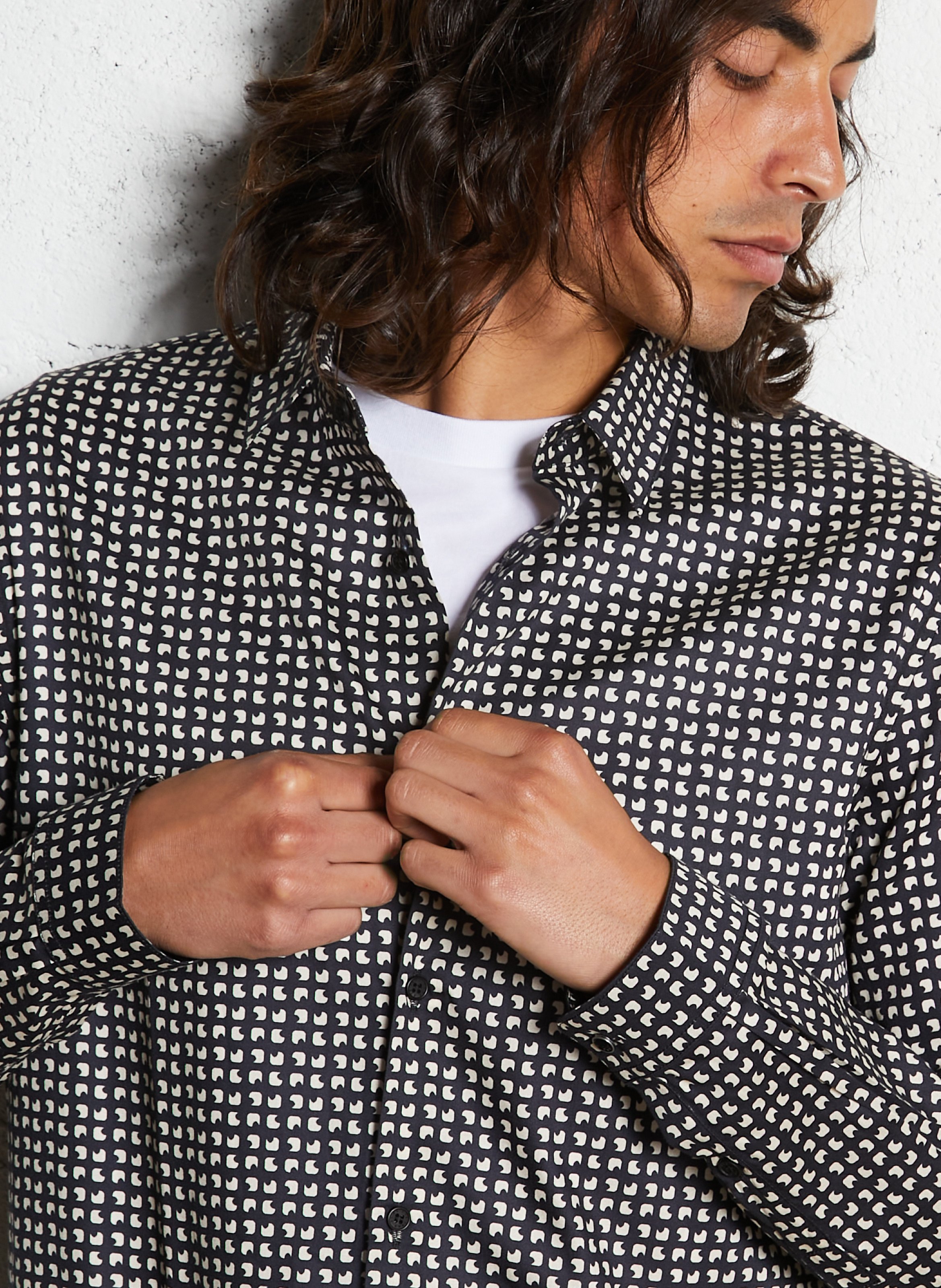 Gerade Knopfleiste Hemd mit Muster IKKS Blau