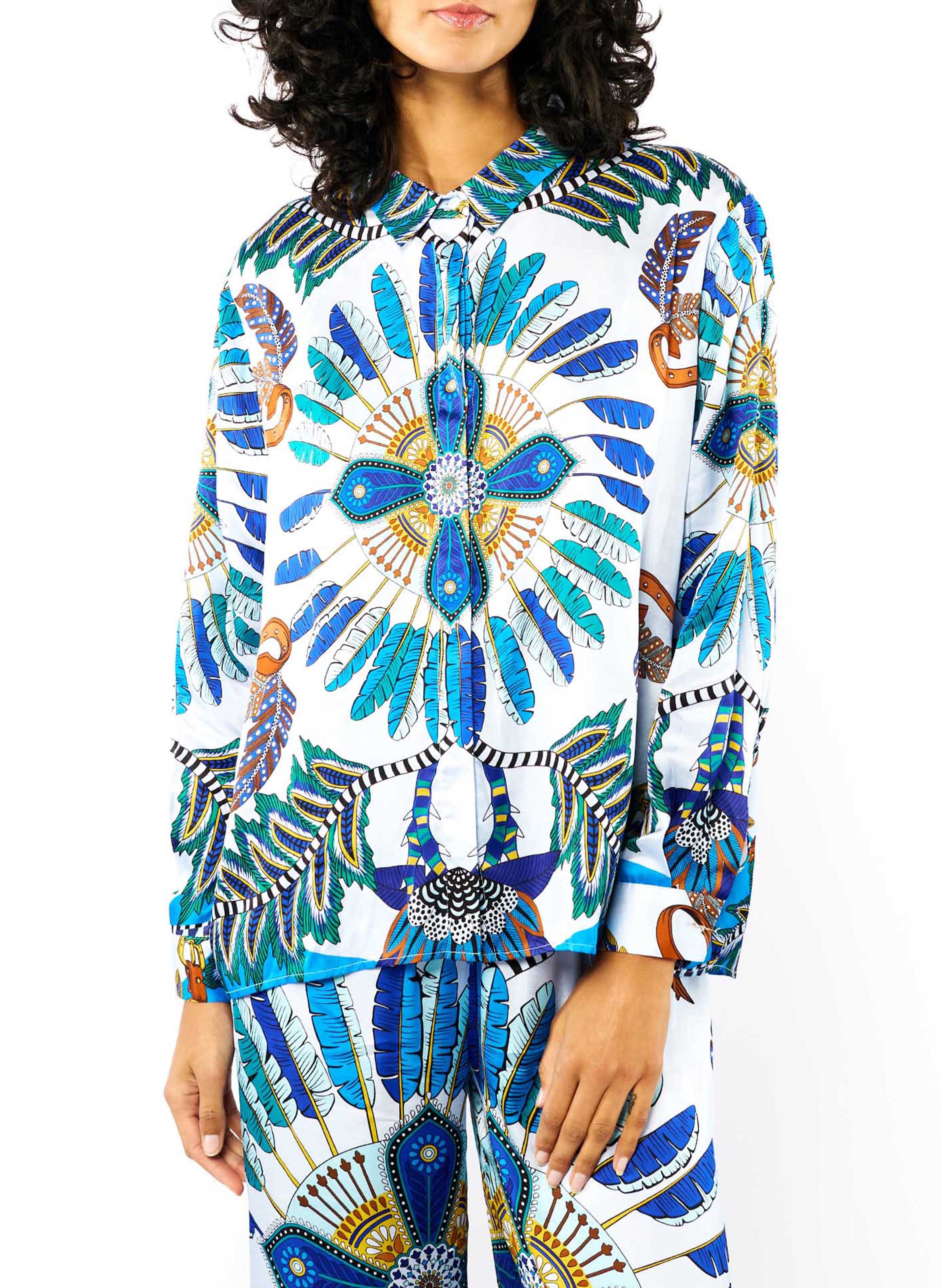Straight printed shirt with classic collar WILD