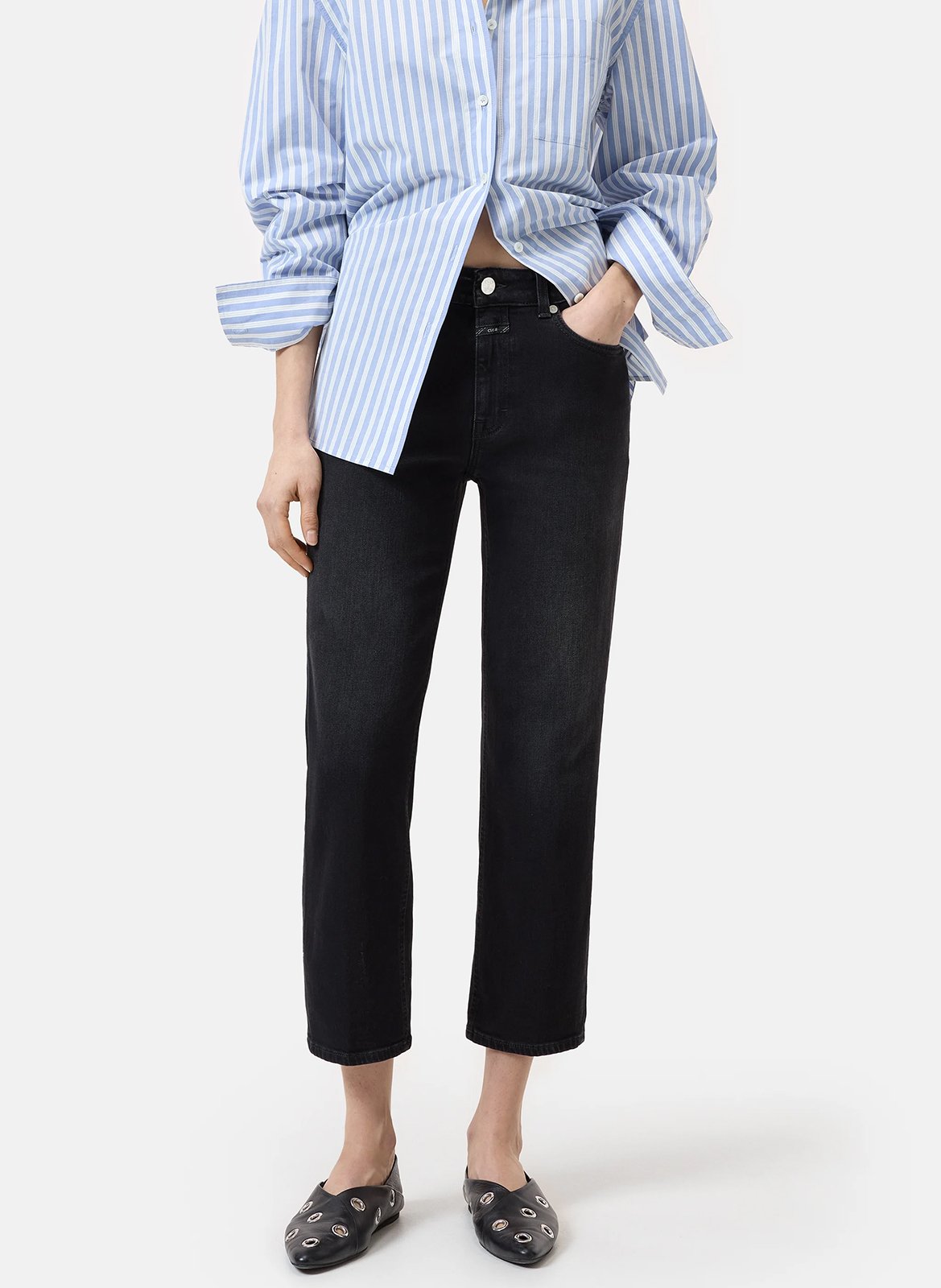 Cotton-blend straight jeans CLOSED Grey