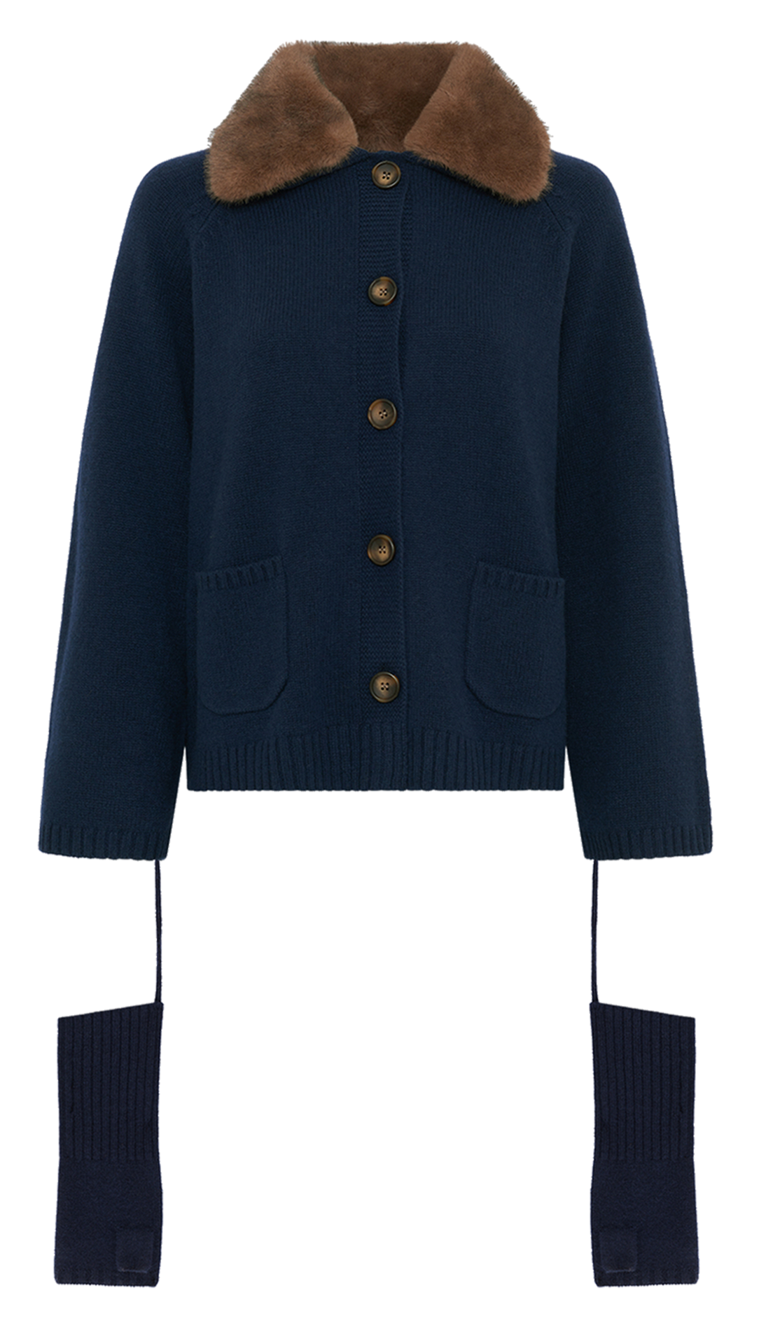 Gilet col effet fourrure en cachemire GERARD DAREL Bleu