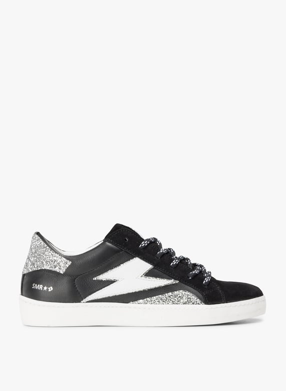 Low-top leather mix sneakers 36 - Main Image