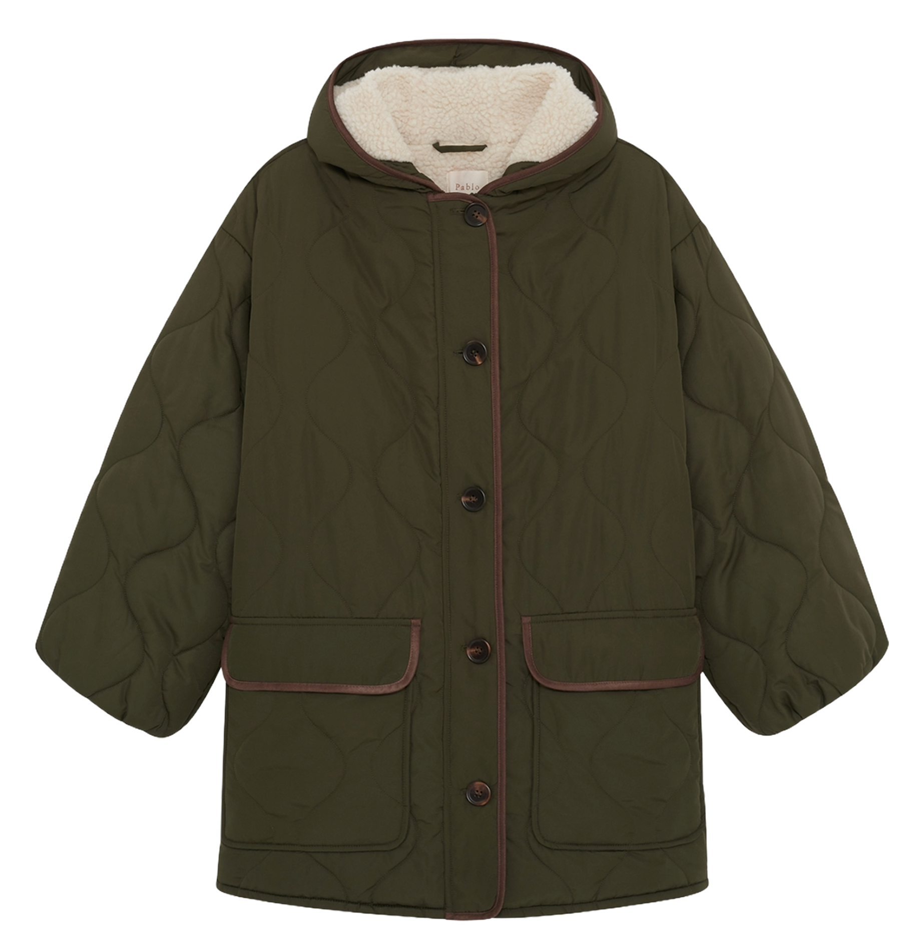 Gewatteerde rechte jas PABLO Kaki