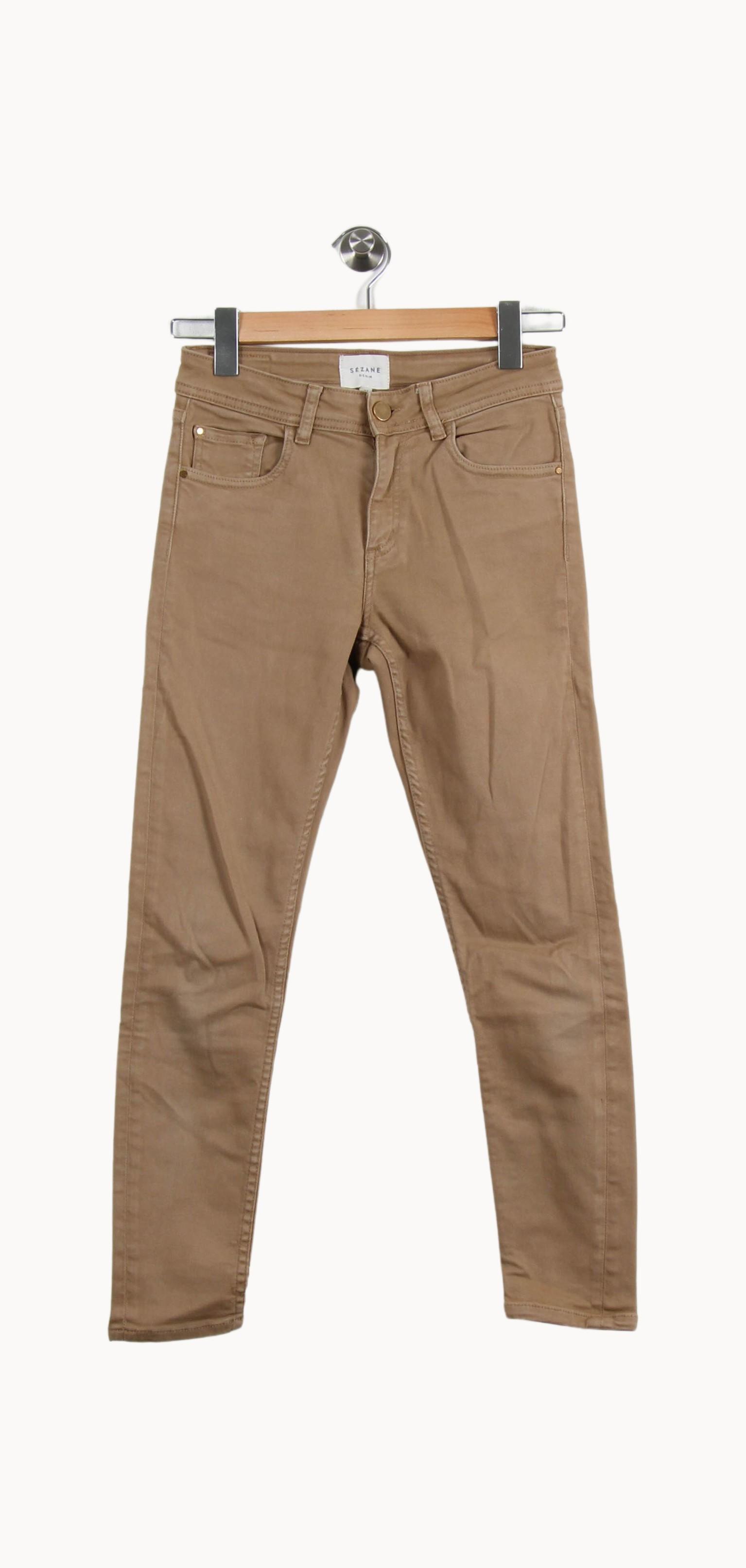 Cropped slim jeans with studs SEZANE - Seconde main Beige