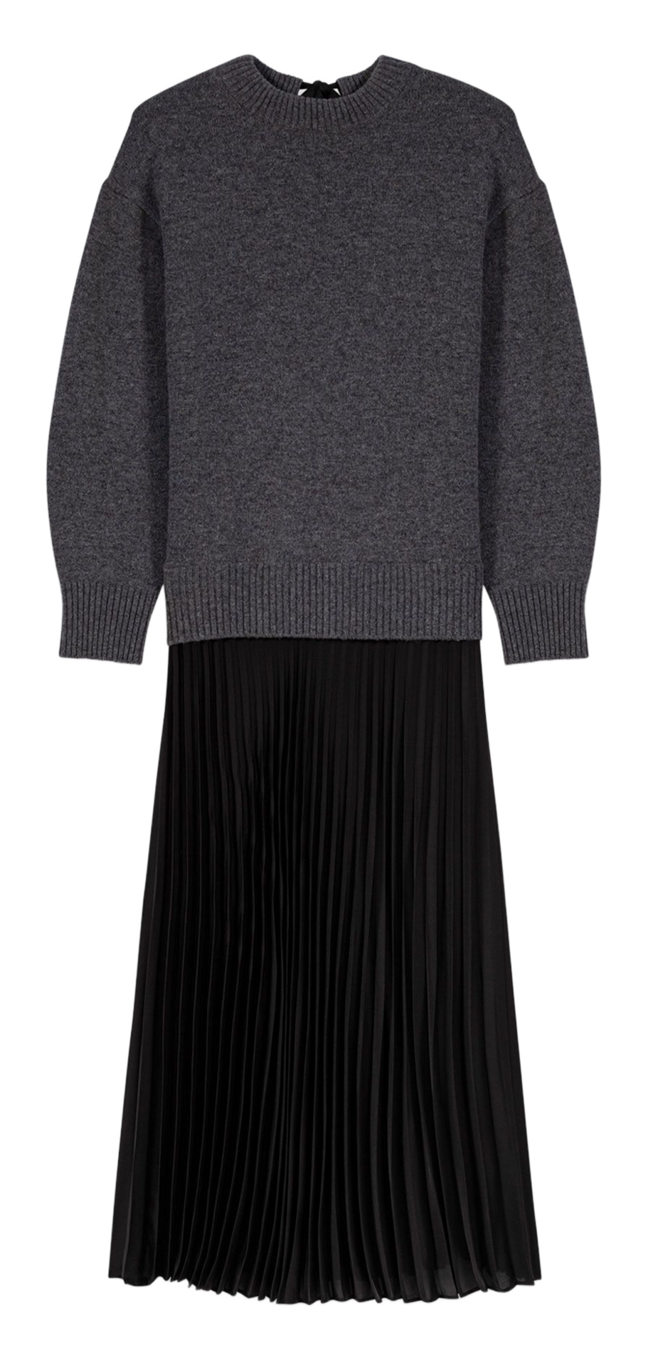 Robe longue col rond en laine mélangée MAJE Gris