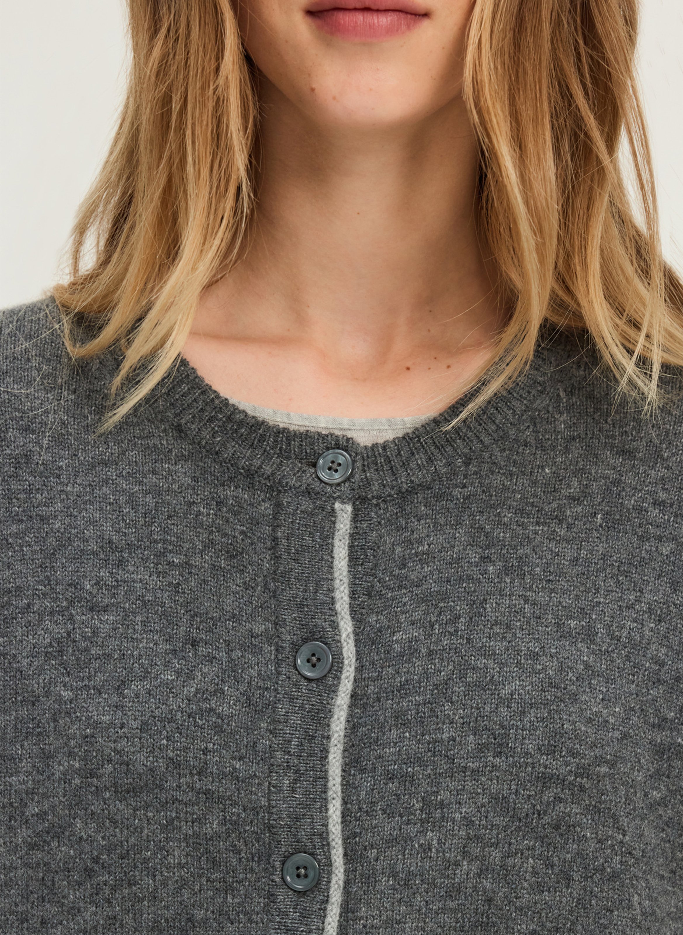 Recht tweekleurig wollen vest PABLO Grijs