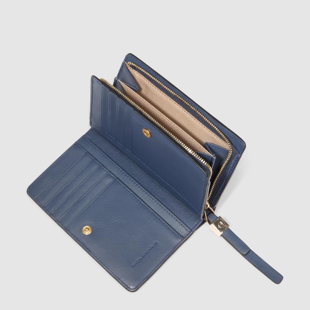Petite taille, portefeuille pour femmes à deux volets PIQUADRO Blue