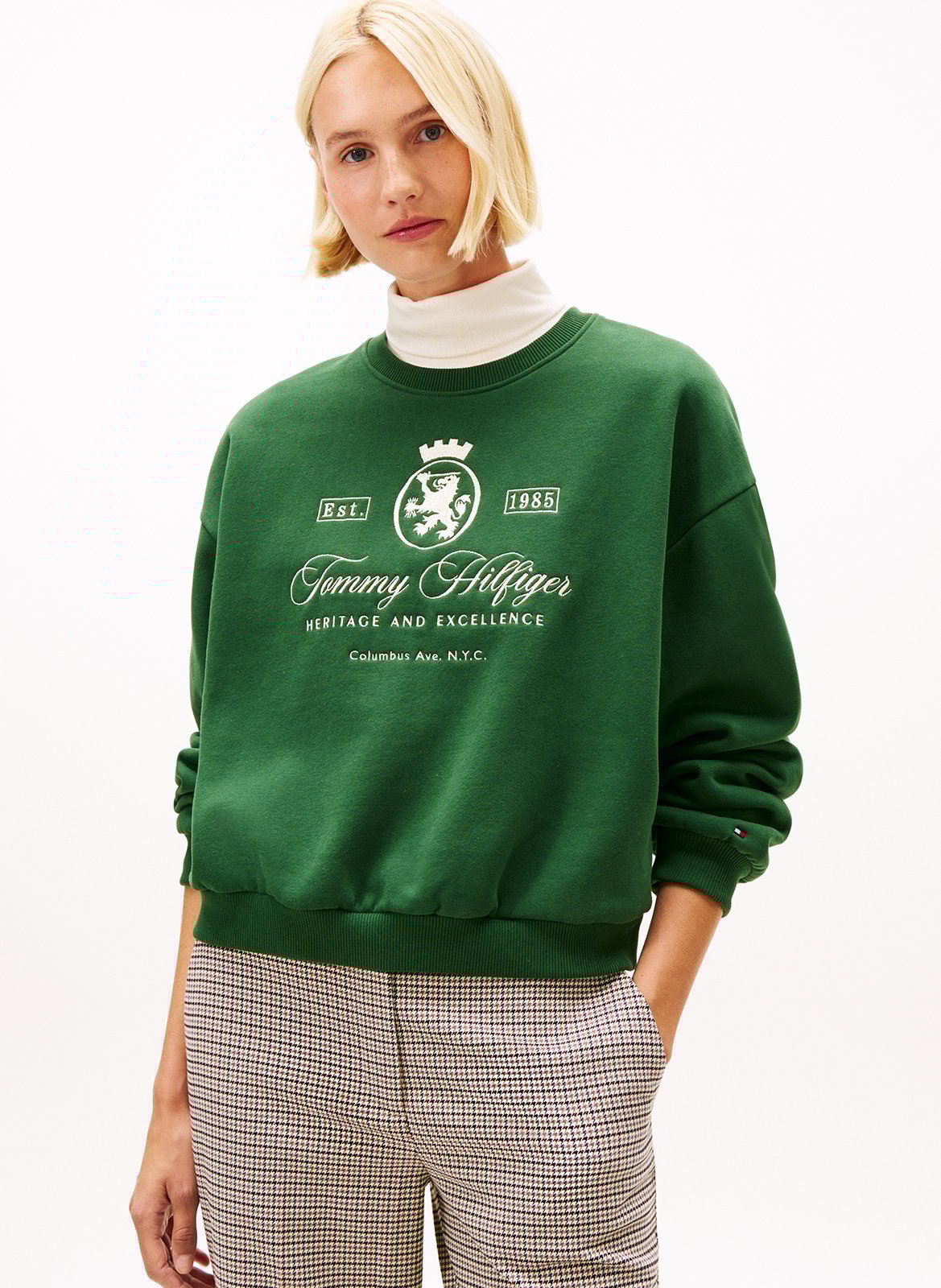 Sweat ample brodé en coton mélangé TOMMY HILFIGER Vert