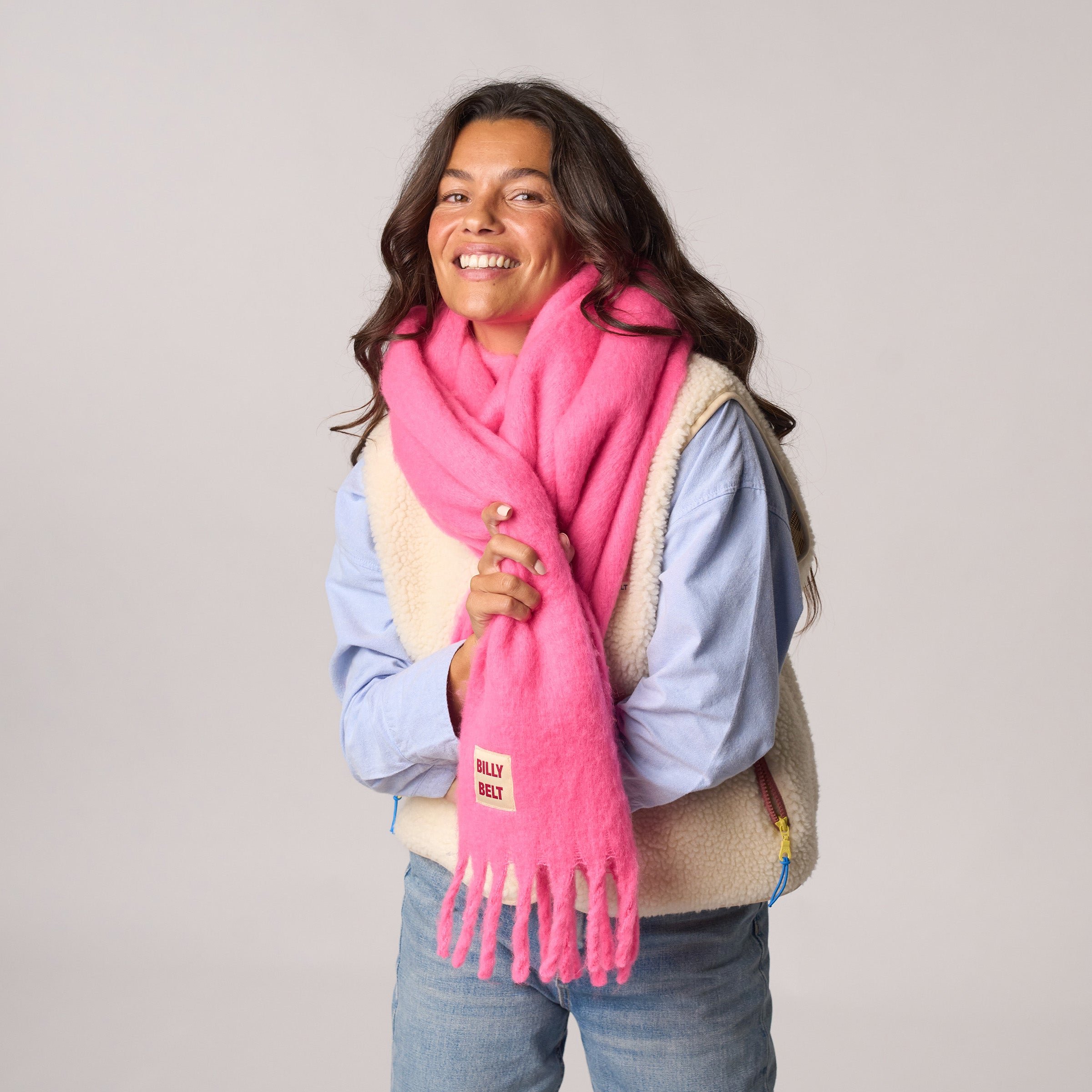 Large fringe scarf BILLYBELT Pink