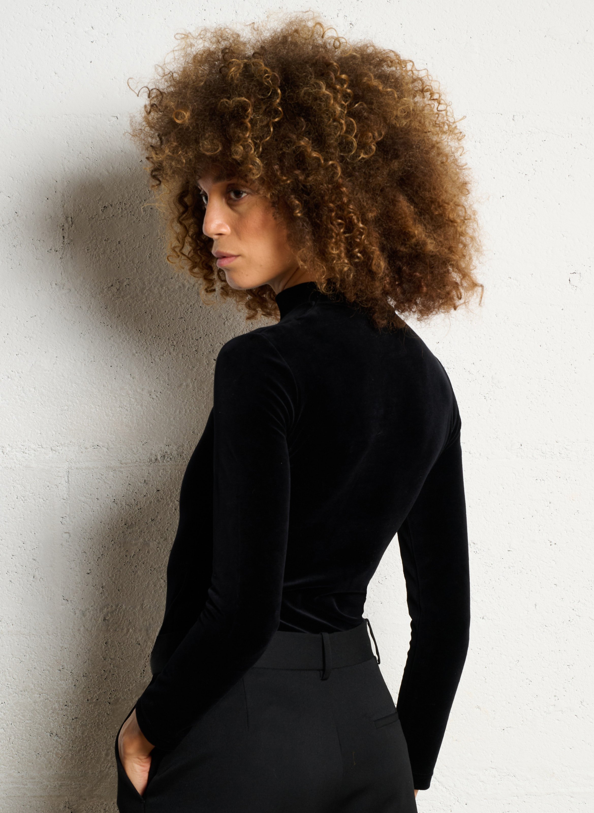 Body col montant aspect velours FLAIR Noir