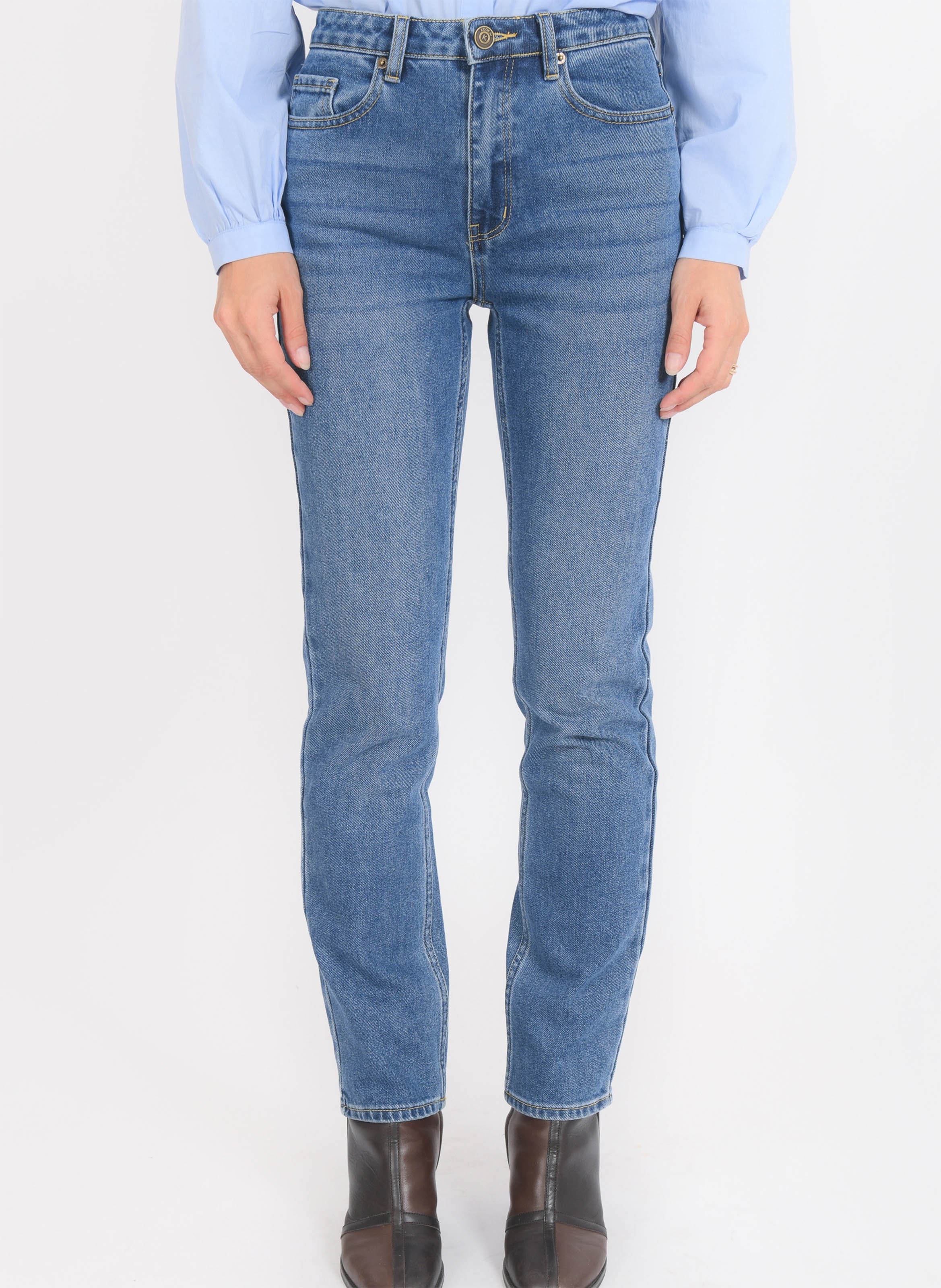 Jean droit en coton mélangé KOOKAI Bleu