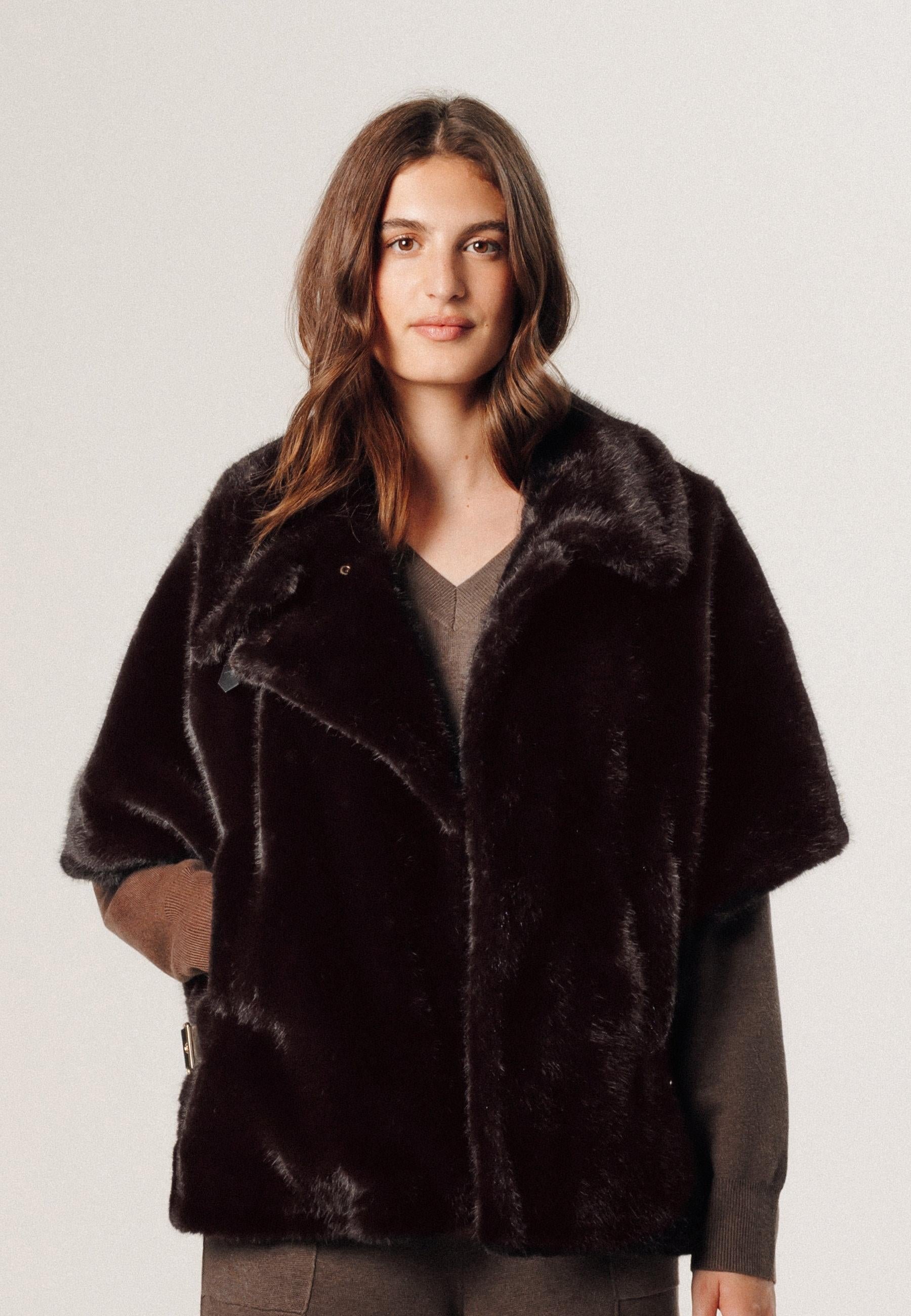 Faux fur cape RODIER Brown
