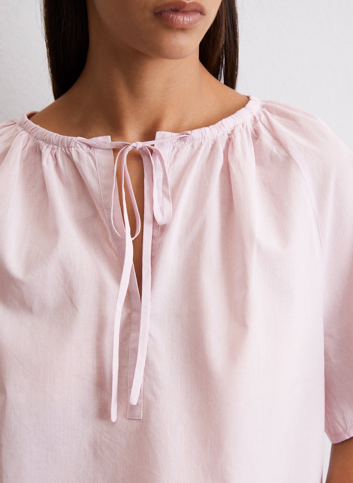 Camisa de mezcla de algodón con cuello de pico MARC O'POLO Rosa