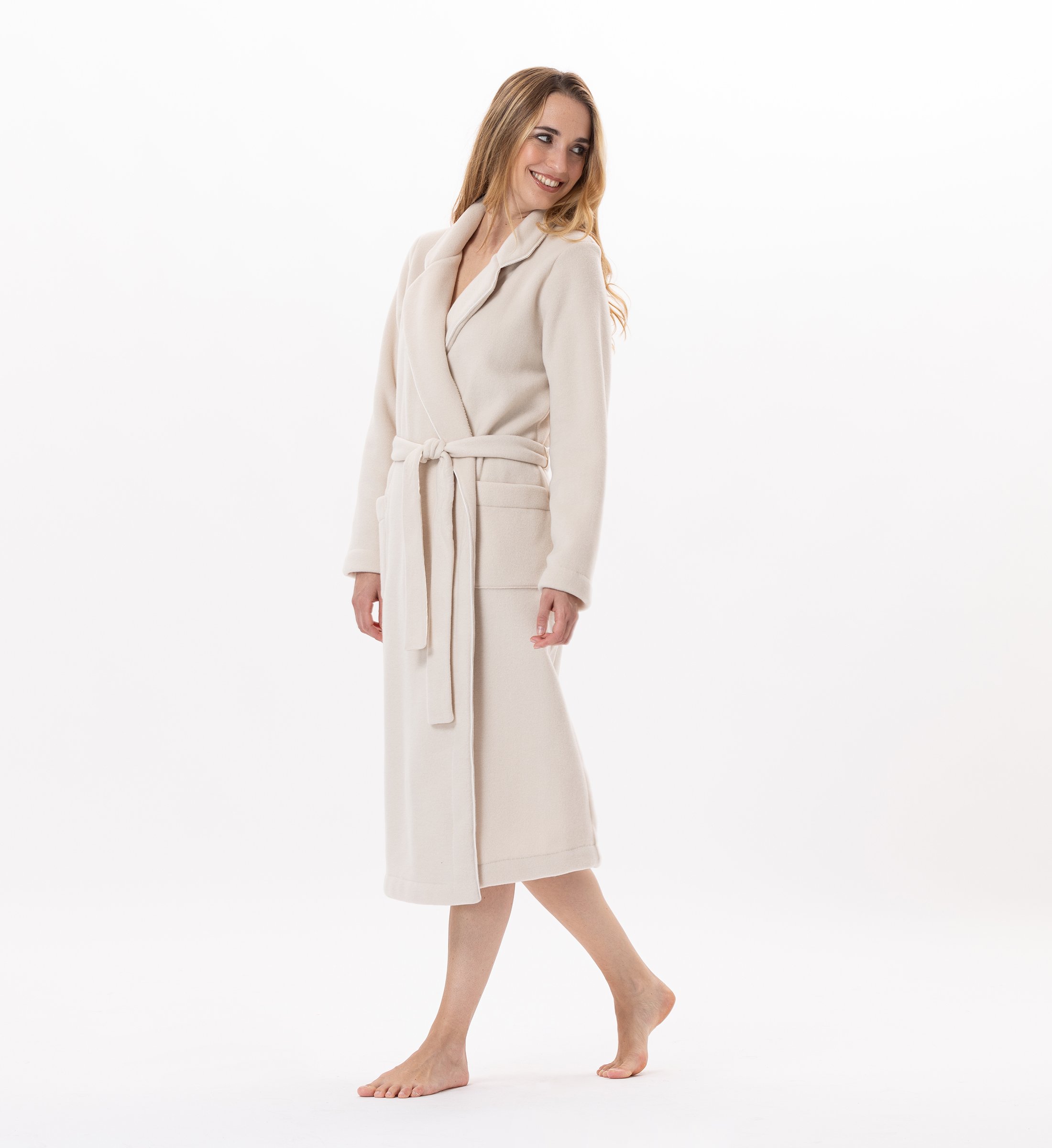 Crossed fleece dressing gown LE CHAT Beige