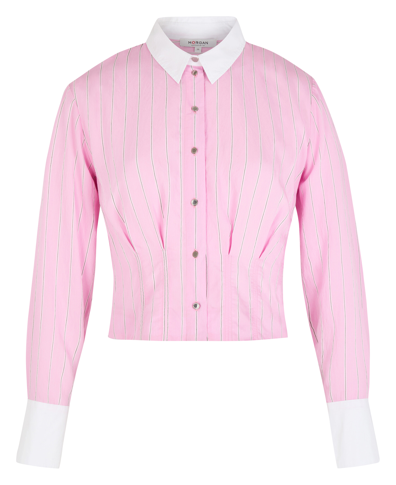 Chemise courte cintrée à rayures MORGAN Rose