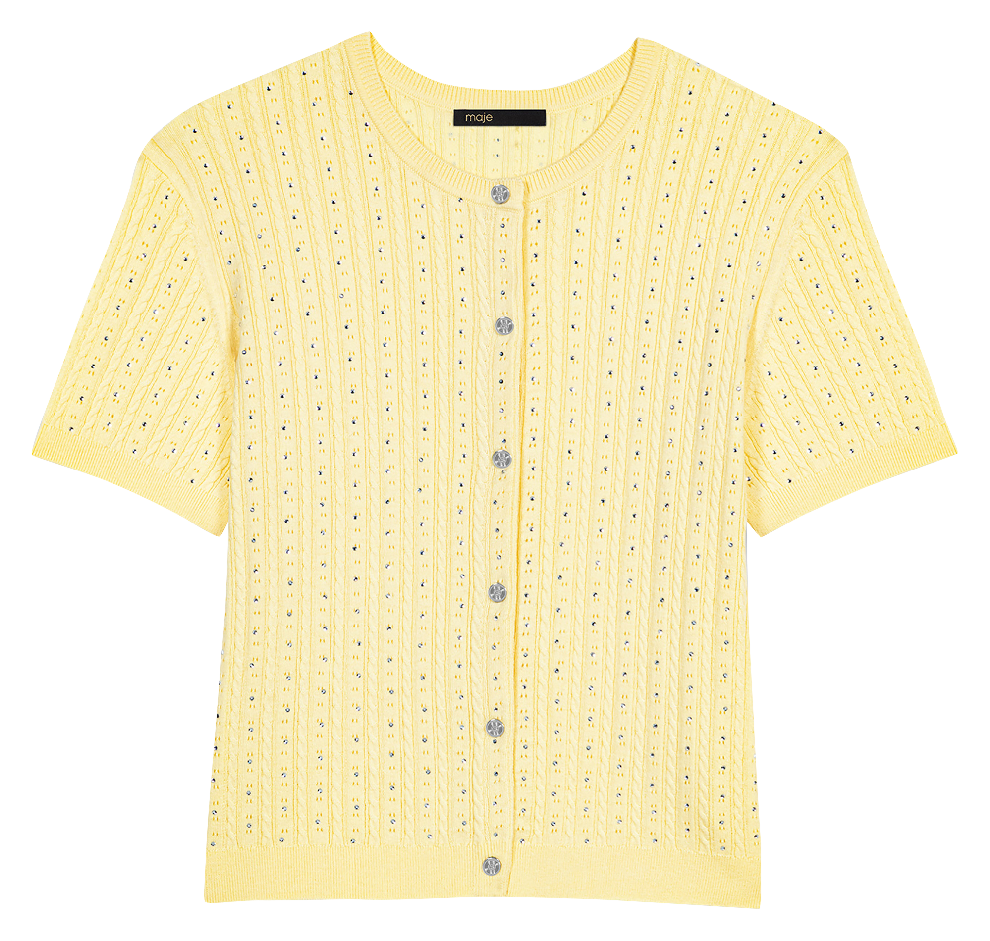 Recht vest met ronde hals | katoenblend MAJE Geel