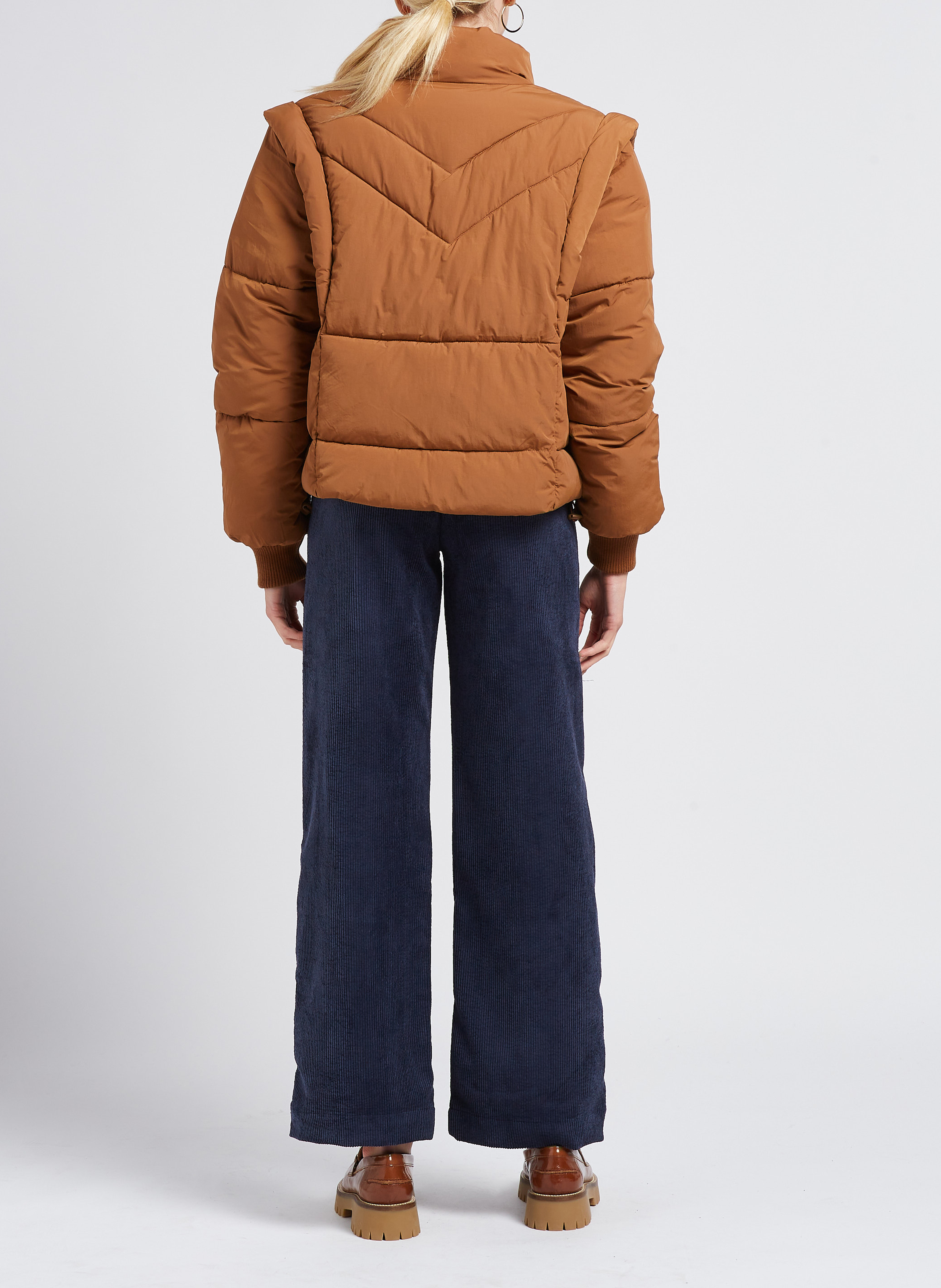 Pantalon large taille haute côtelé INDEE Bleu