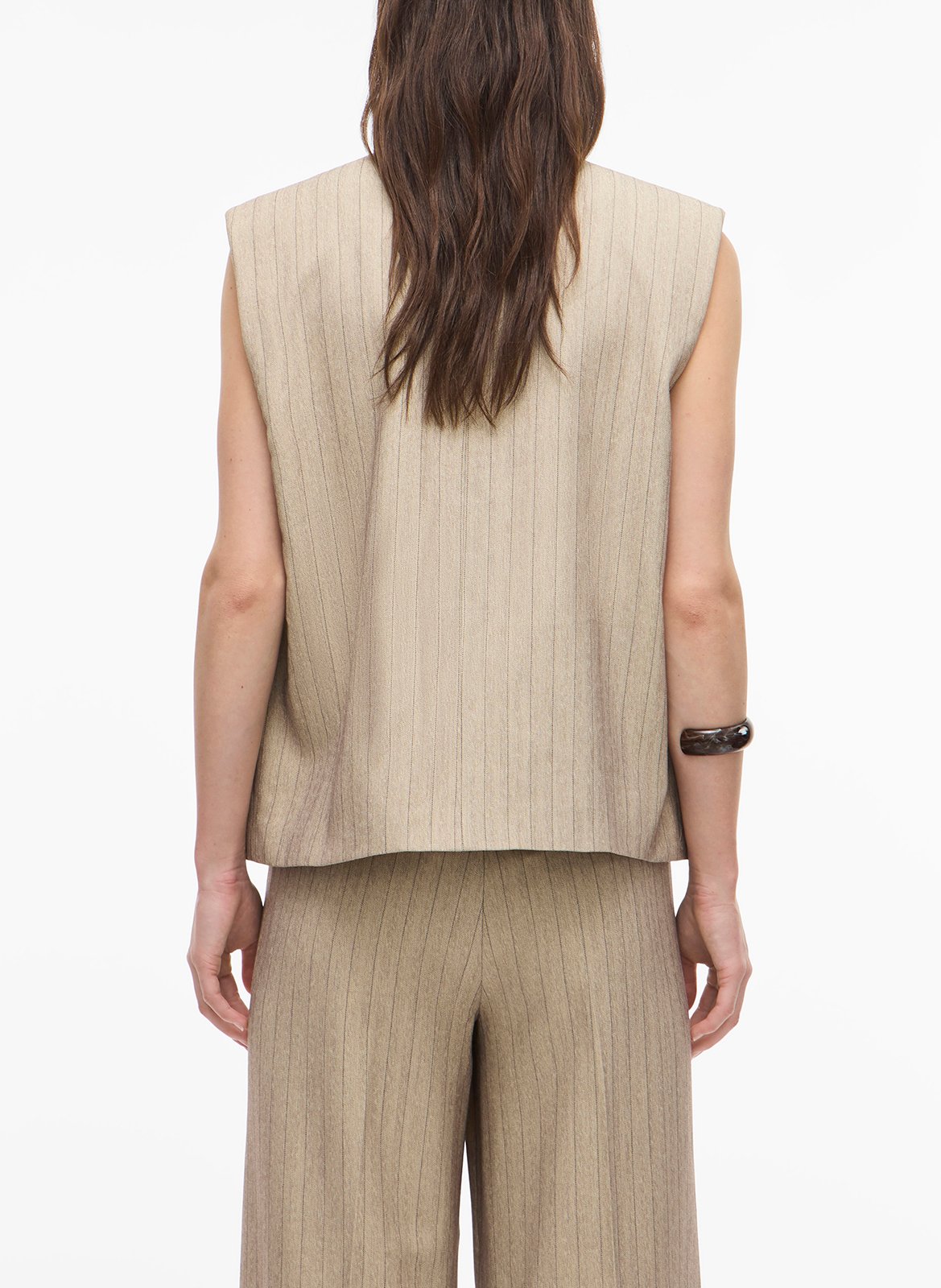 Striped sleeveless jacket ROUGE EDIT Beige