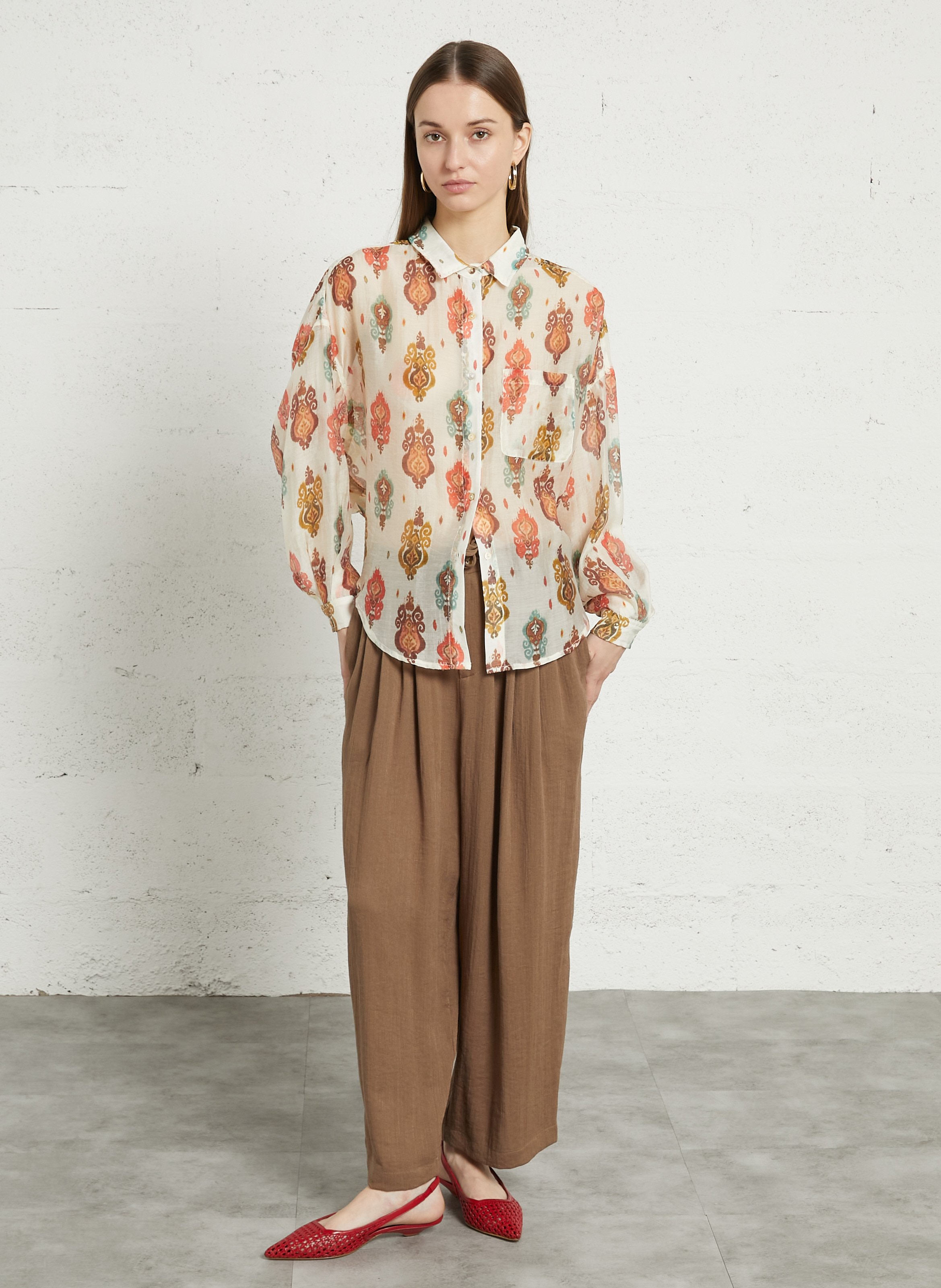 Chemise ample col classique en voile imprimé THE KORNER Multicolore