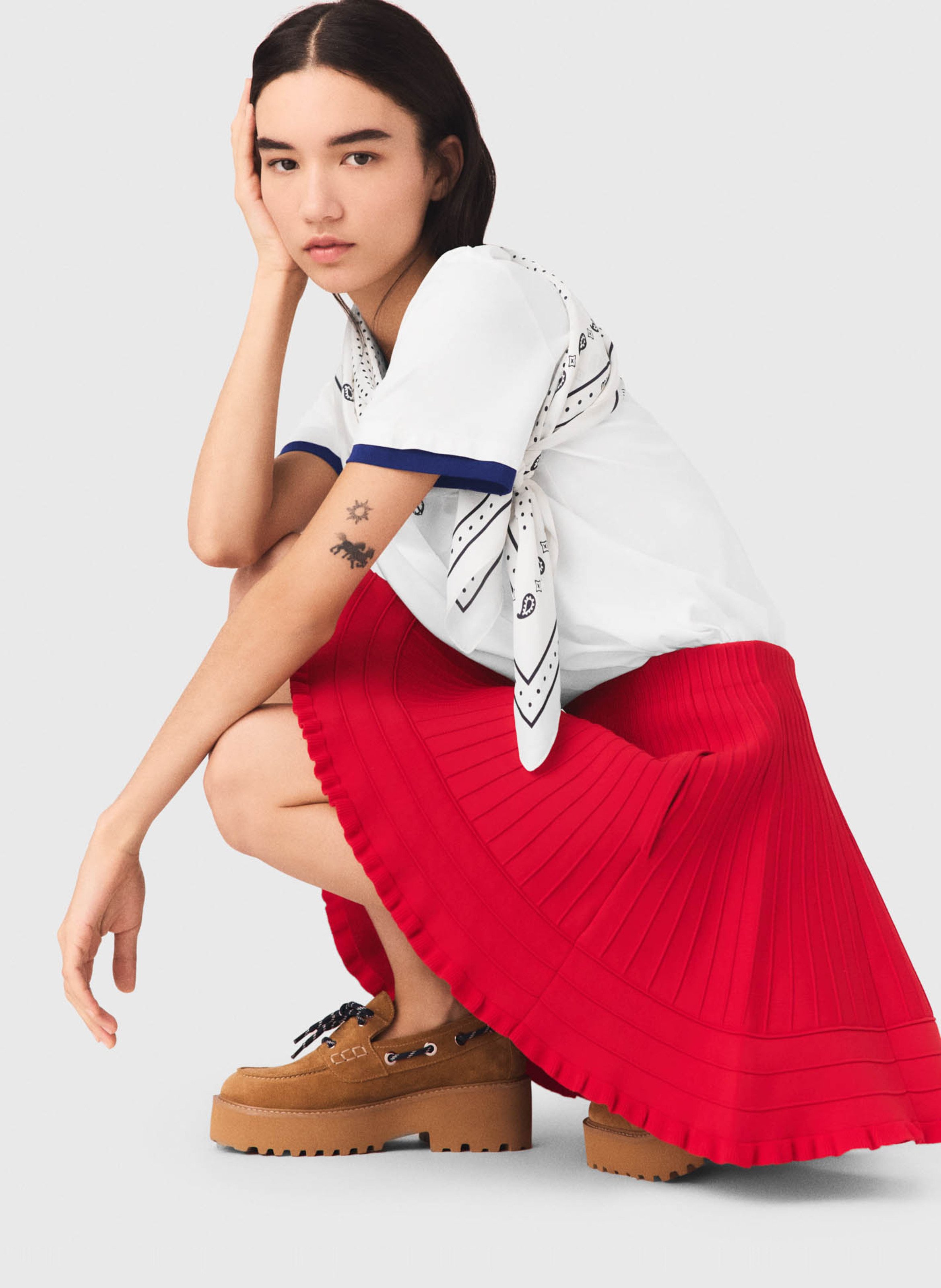 Korte uitlopende rok MAJE Rood