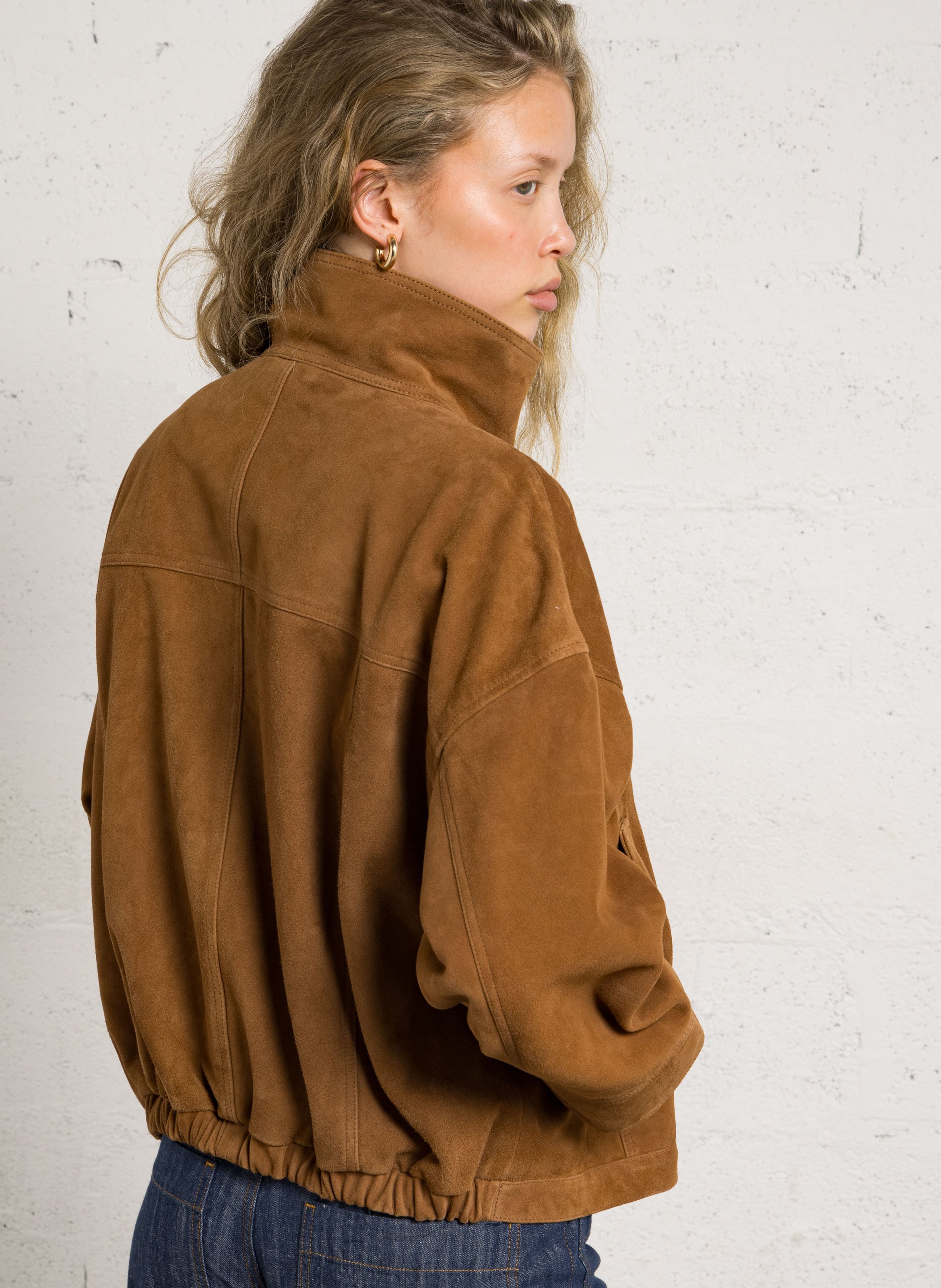 Velourslederjacke mit Stehkragen BELLEPIECE Braun