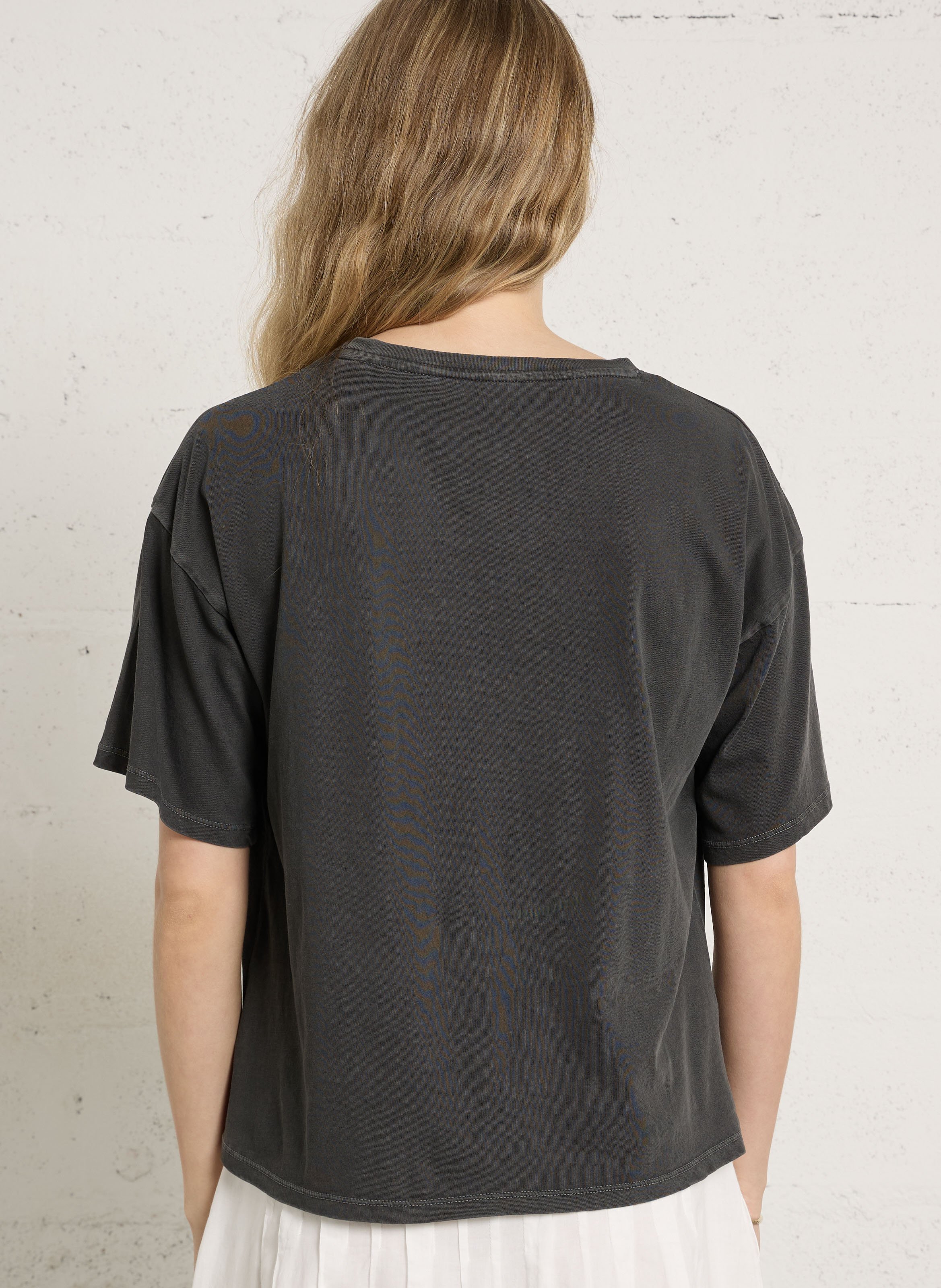 Tee-shirt droit col rond en coton bio sérigraphié LEON & HARPER Gris